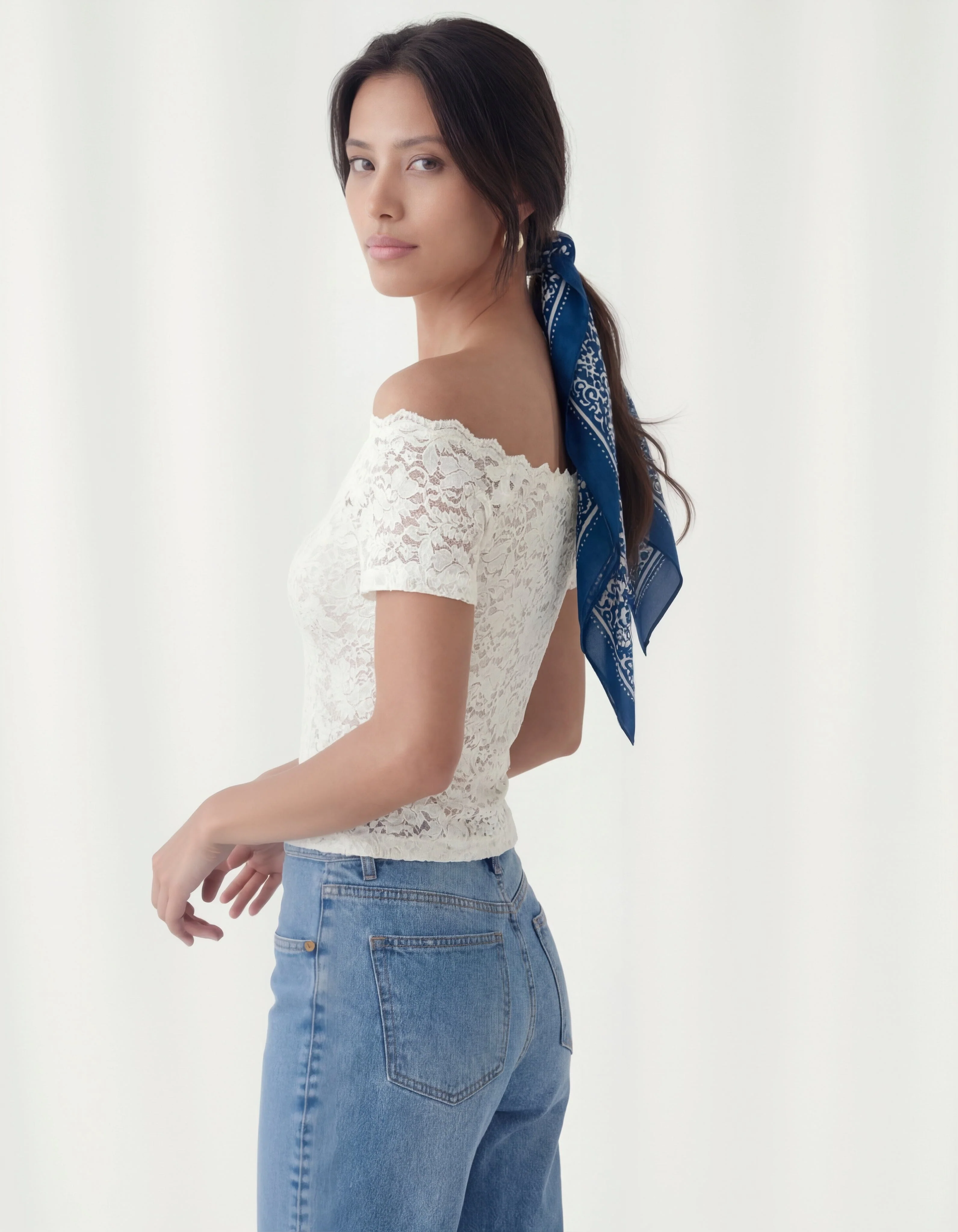 FOULARD COTON MODAL - CALY - MARINE