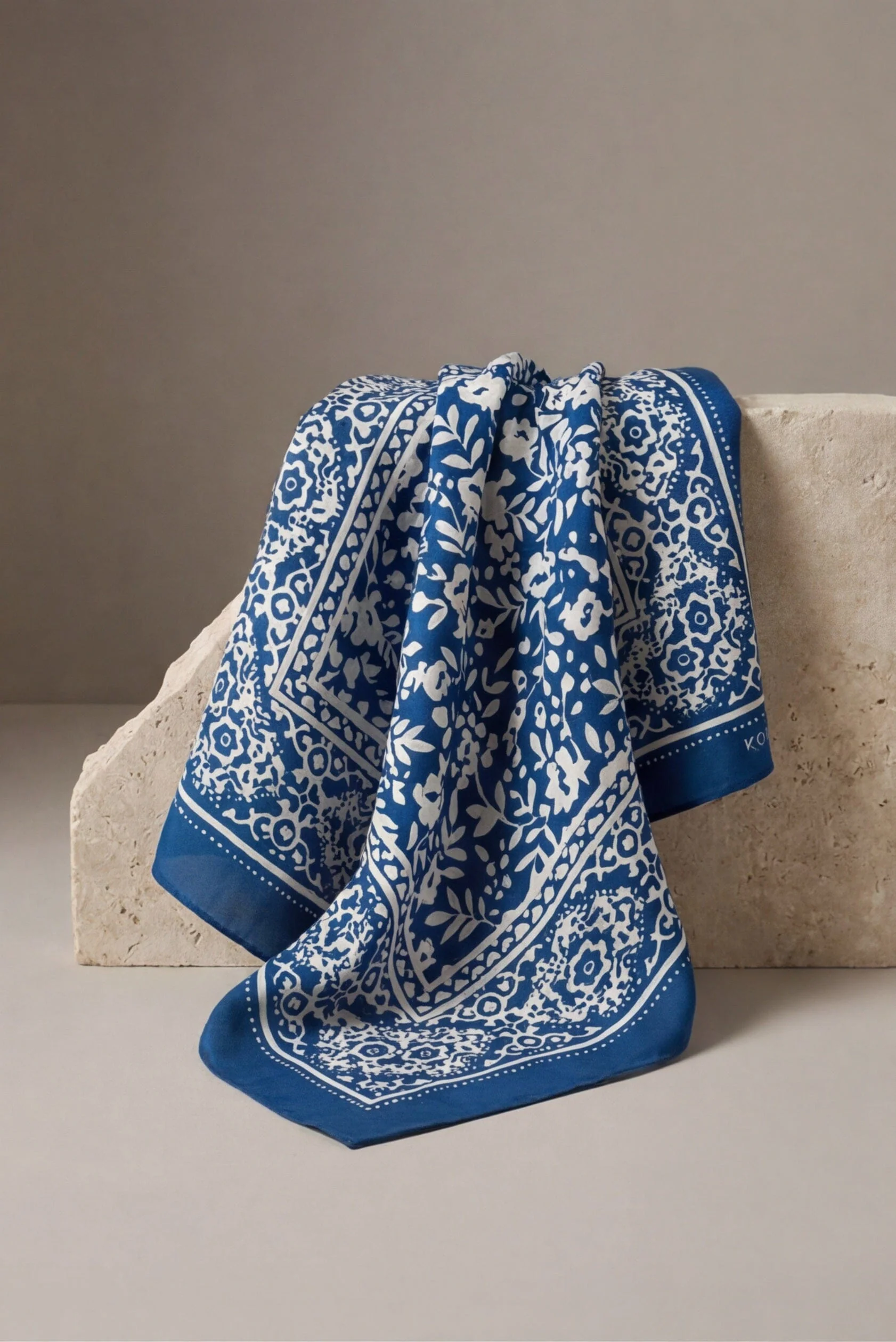 FOULARD COTON MODAL - CALY - MARINE - Image 4