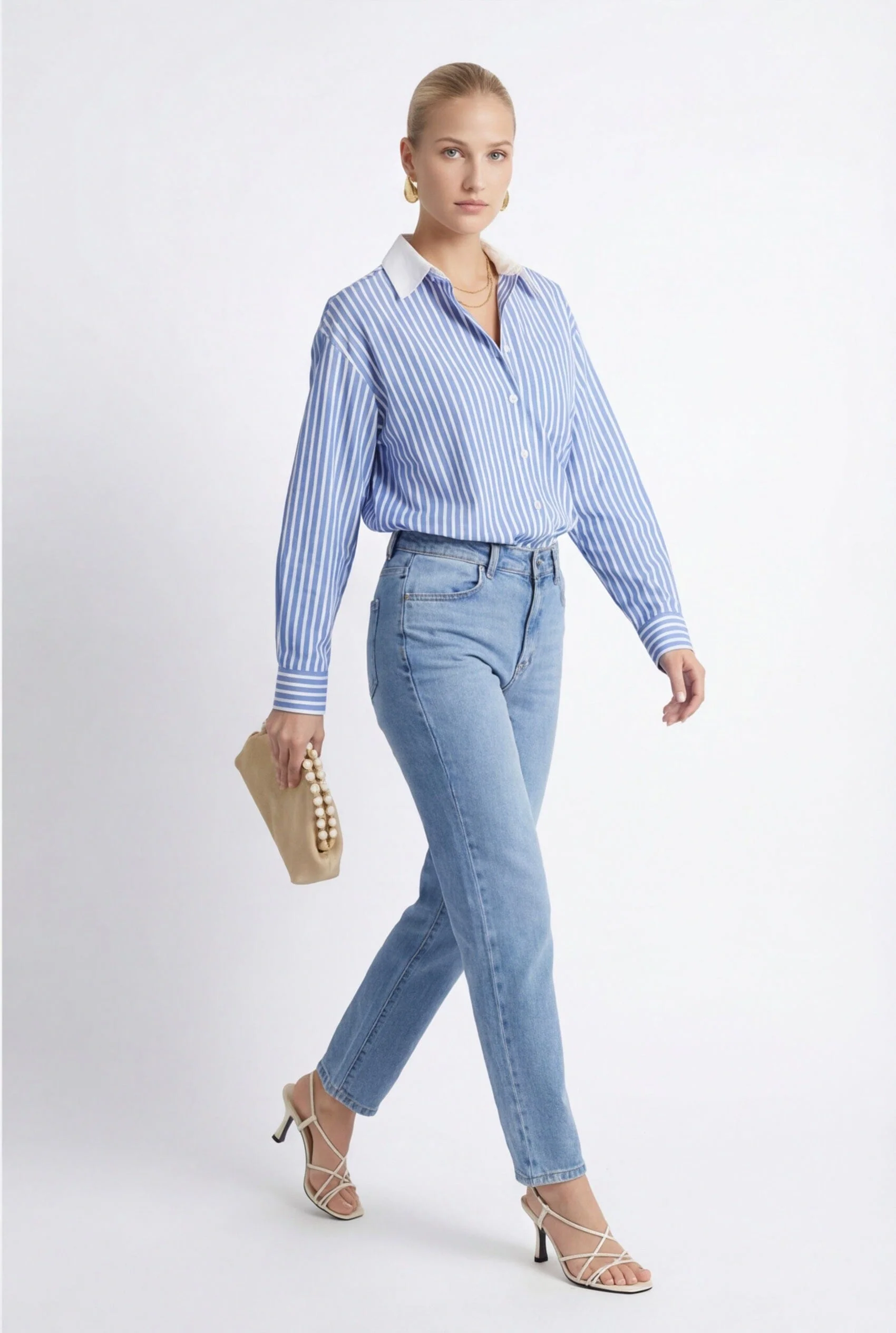 CHEMISE COTON - CASSIUS - BLEU/BLANC