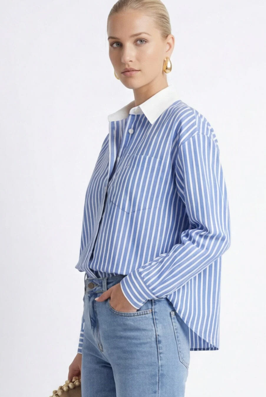 CHEMISE COTON - CASSIUS - BLEU/BLANC - Image 2
