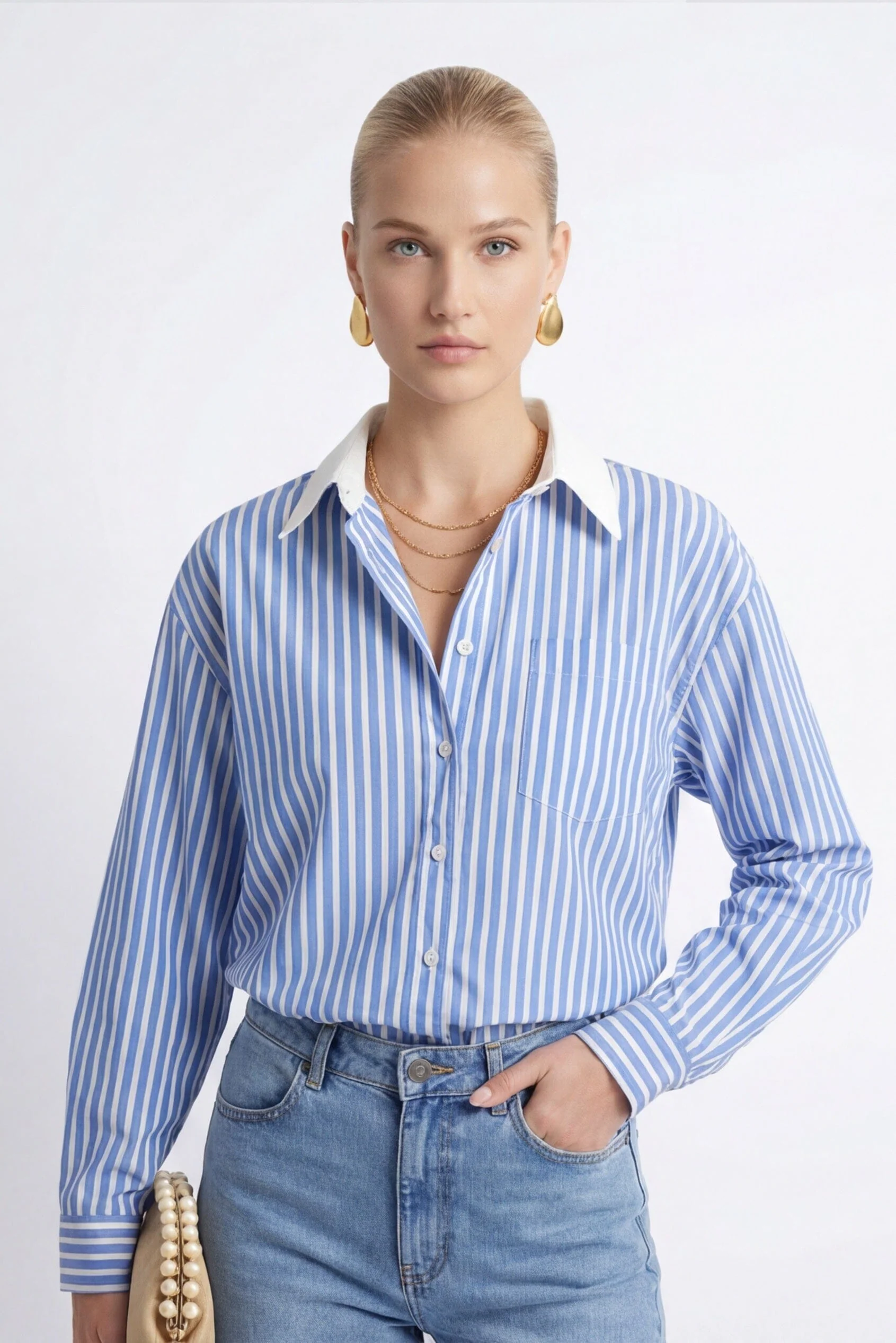 CHEMISE COTON - CASSIUS - BLEU/BLANC - Image 3
