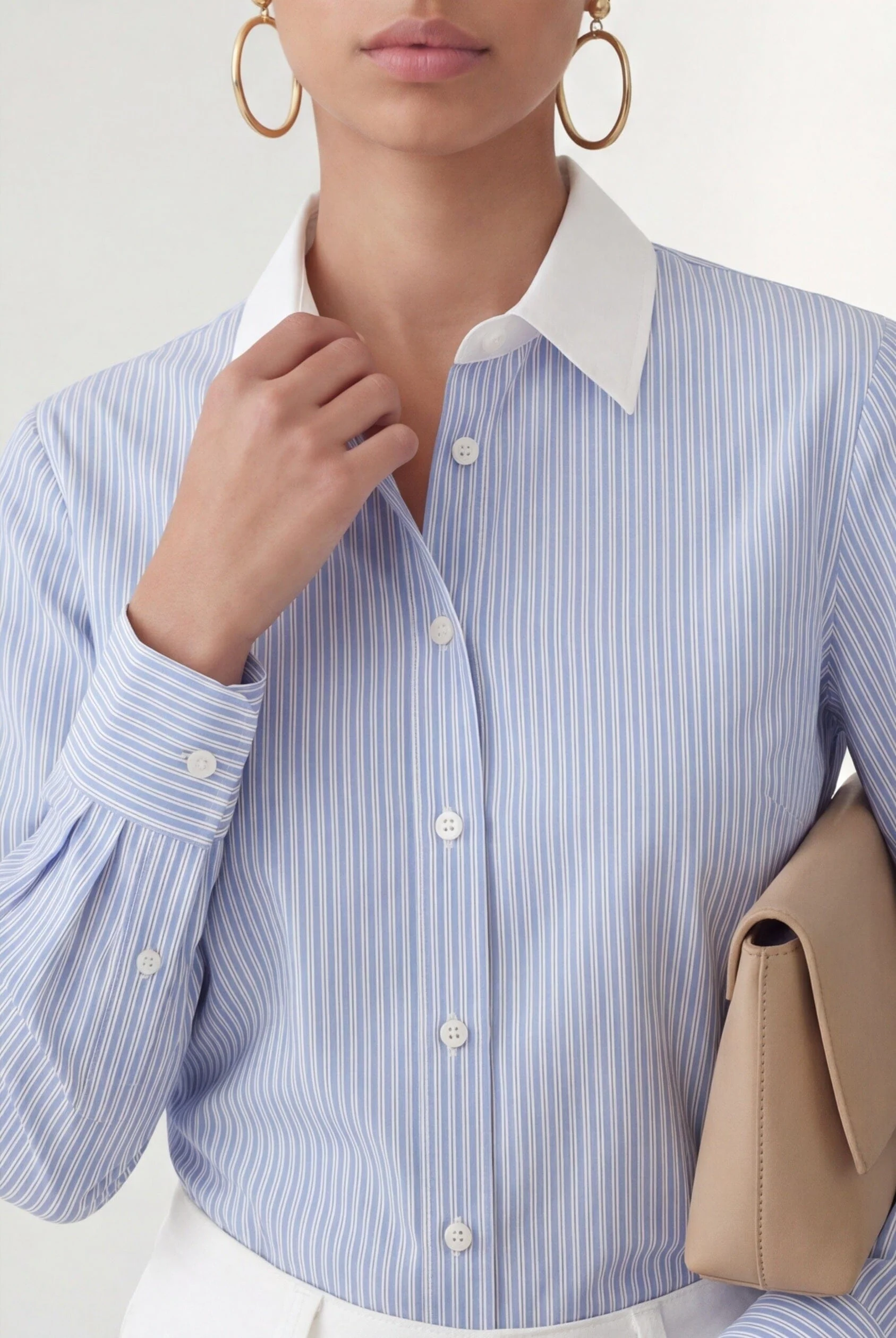 CHEMISE COTON - CASSIUS - BLEU CLAIR/BLANC