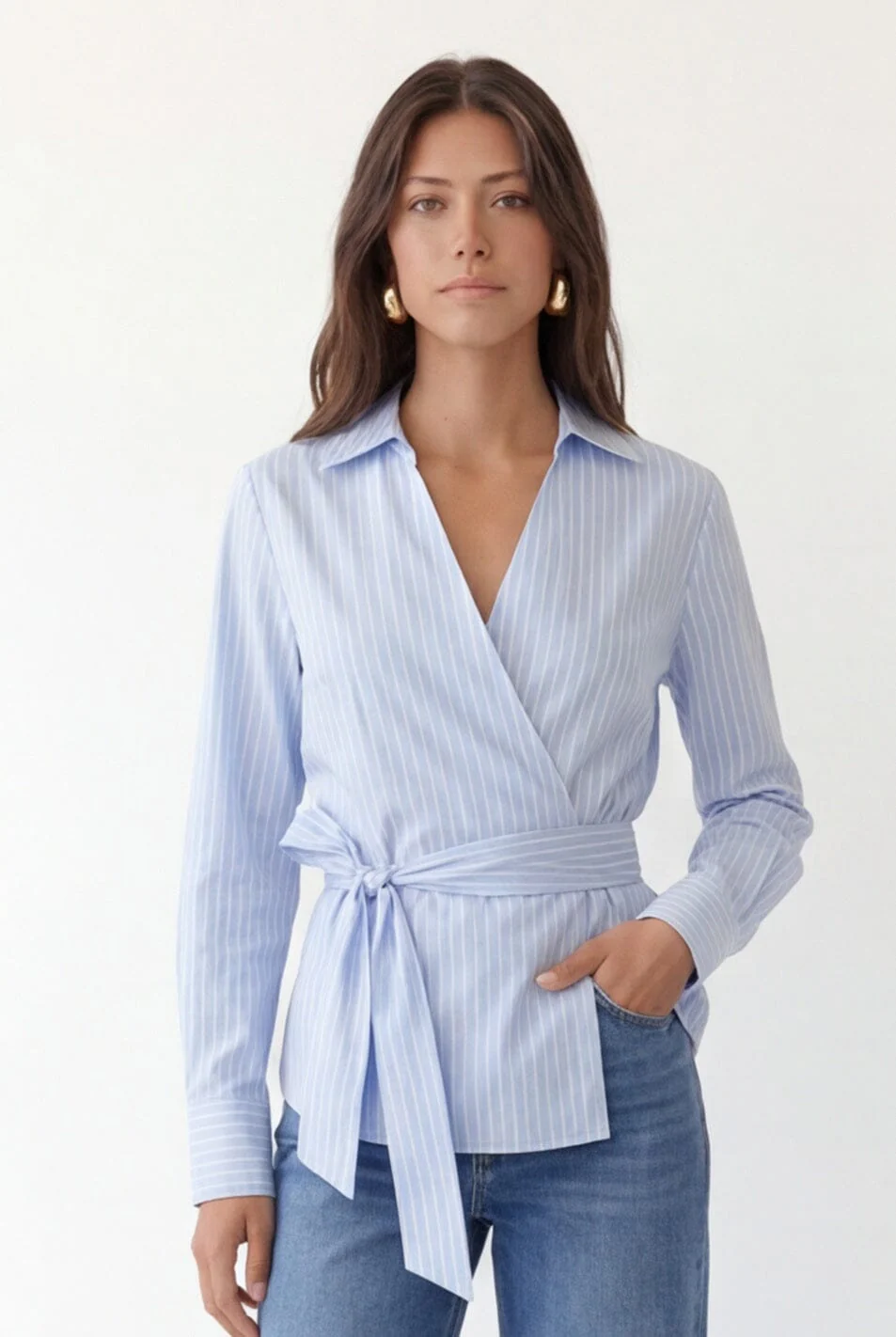 CHEMISE CACHE COEUR - CHRISTA - BLEU