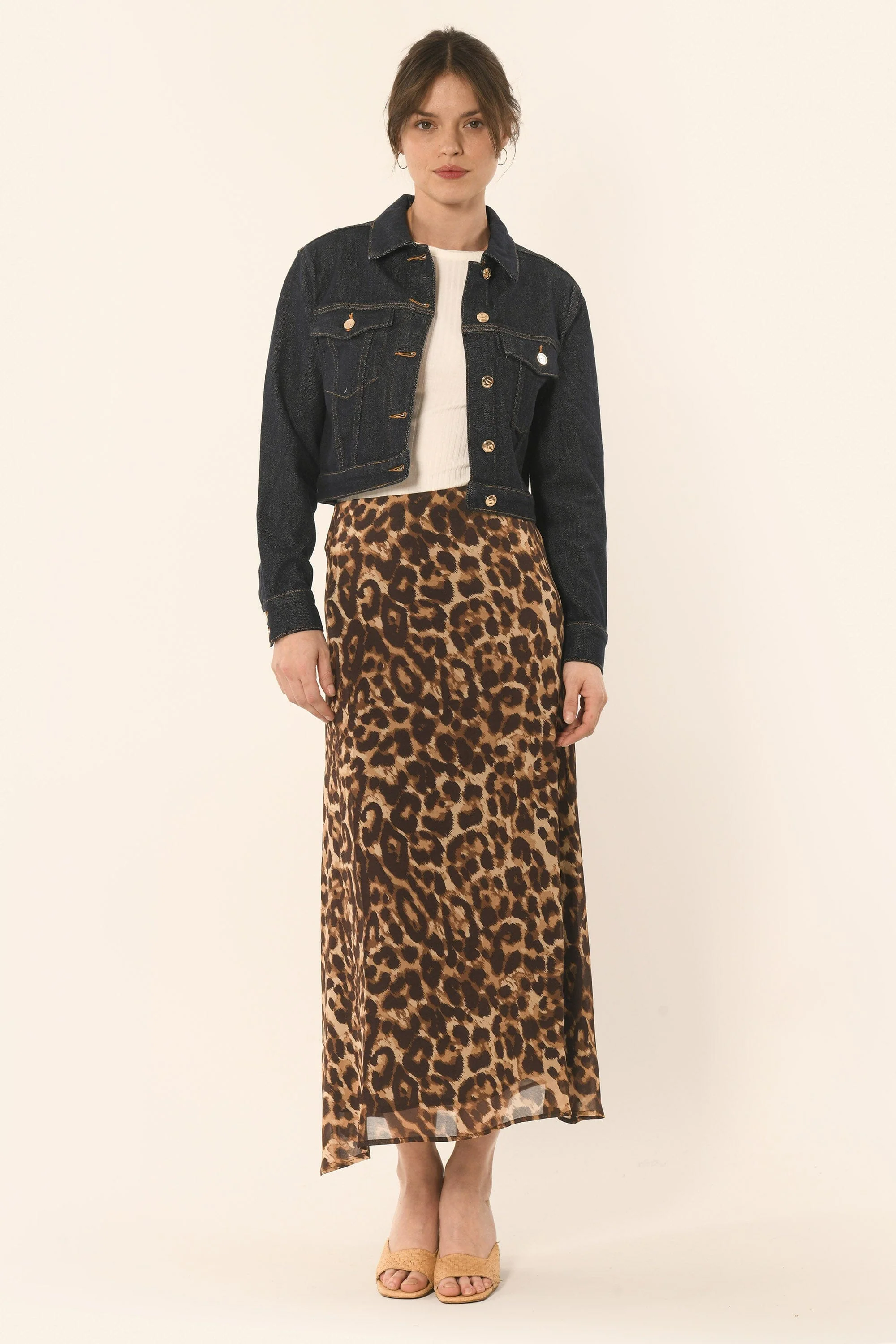 JUPE MIDI LEOPARD - CARAMEL - AZELIA - Image 4