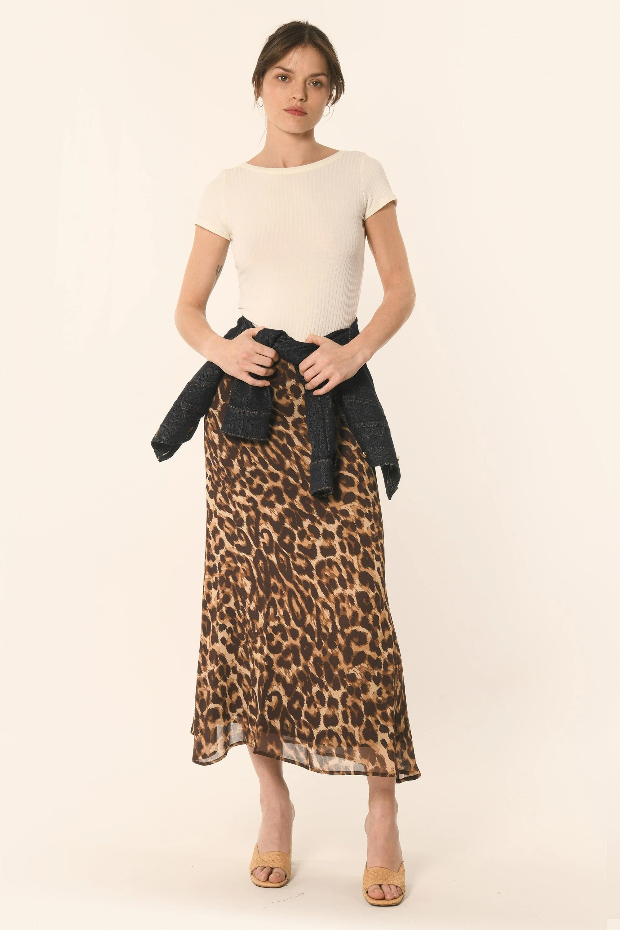 JUPE MIDI LEOPARD - CARAMEL - AZELIA - Image 5