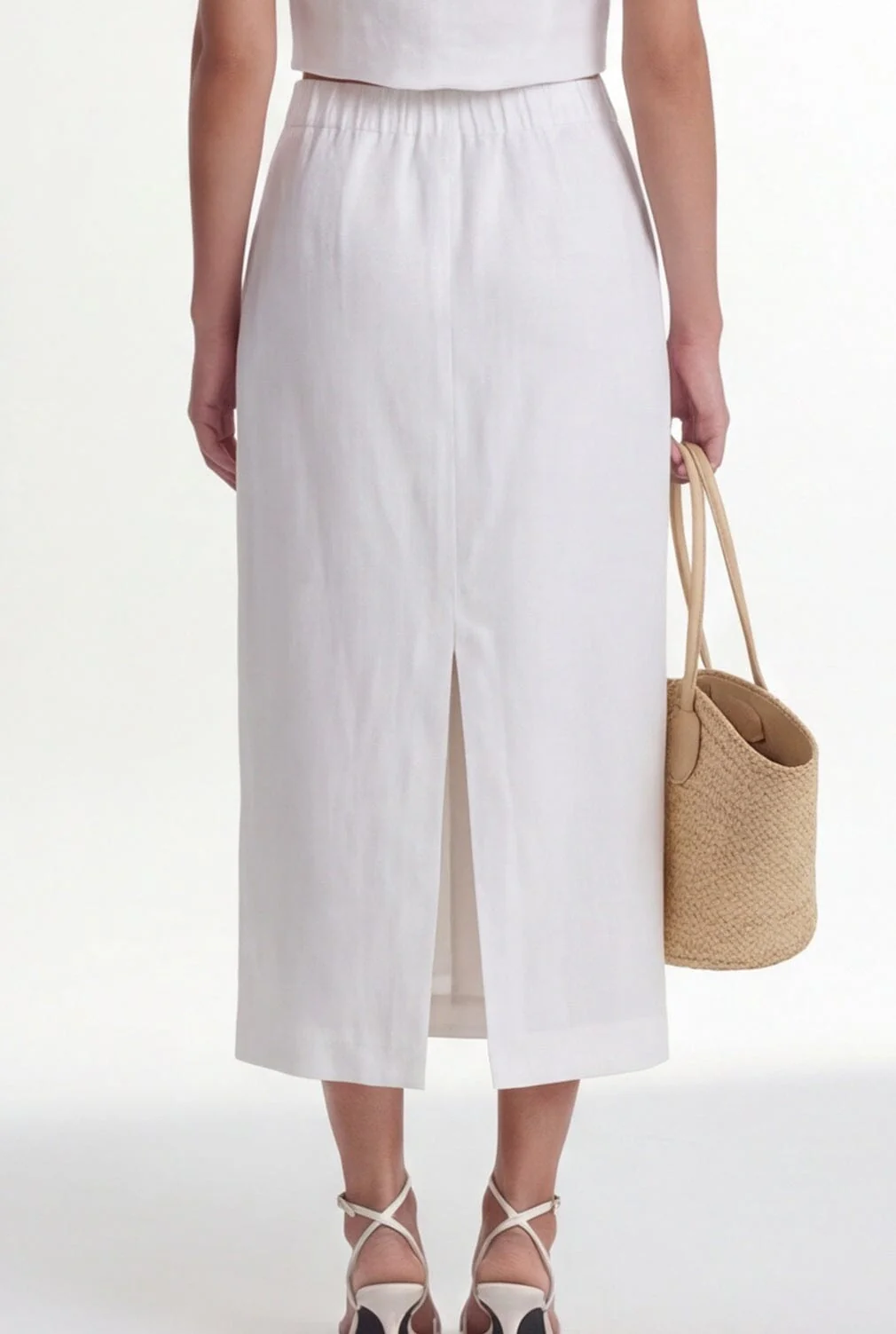 JUPE MIDI LIN - CHELSEA - BLANC - Image 2