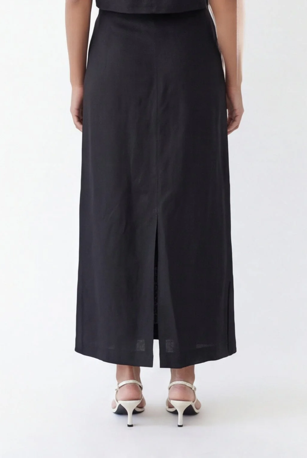JUPE MIDI LIN - CHELSEA - NOIR - Image 3