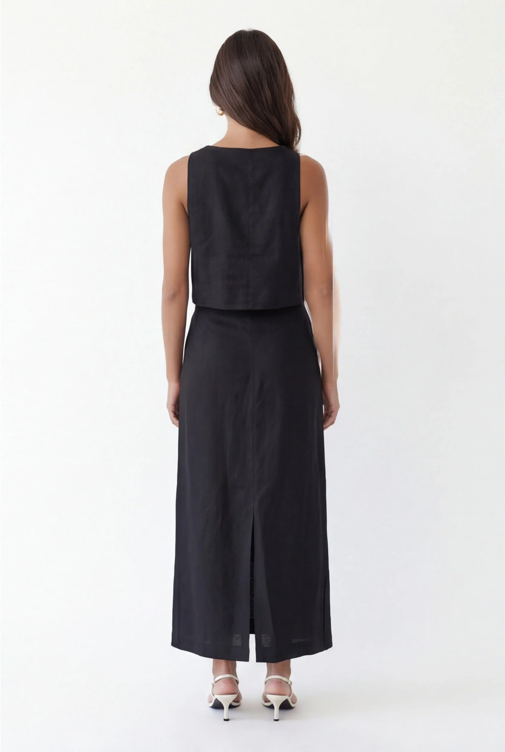 JUPE MIDI LIN - CHELSEA - NOIR - Image 4