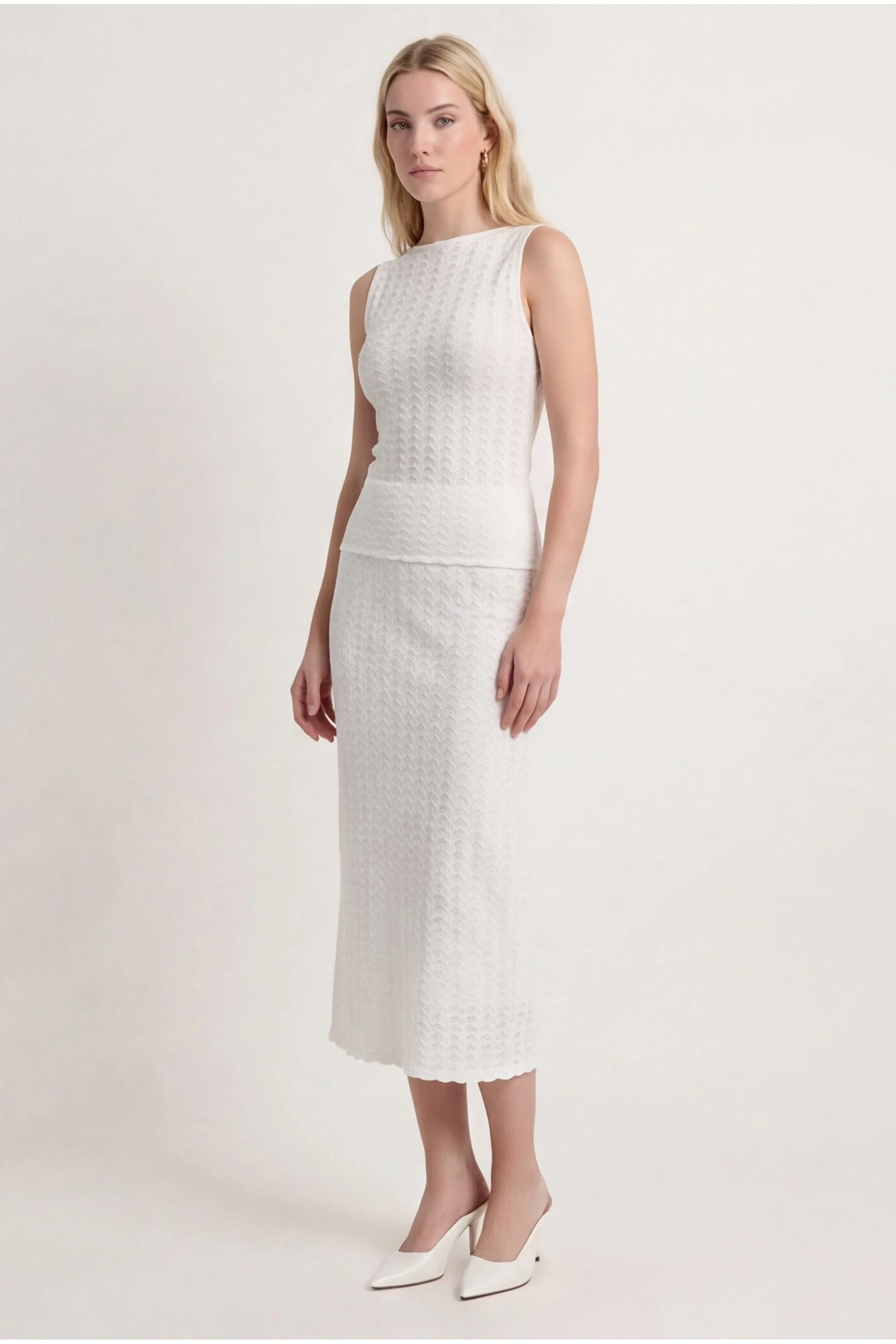 JUPE MAILLE DENTELLE - CHLOTILDA - ECRU - Image 3