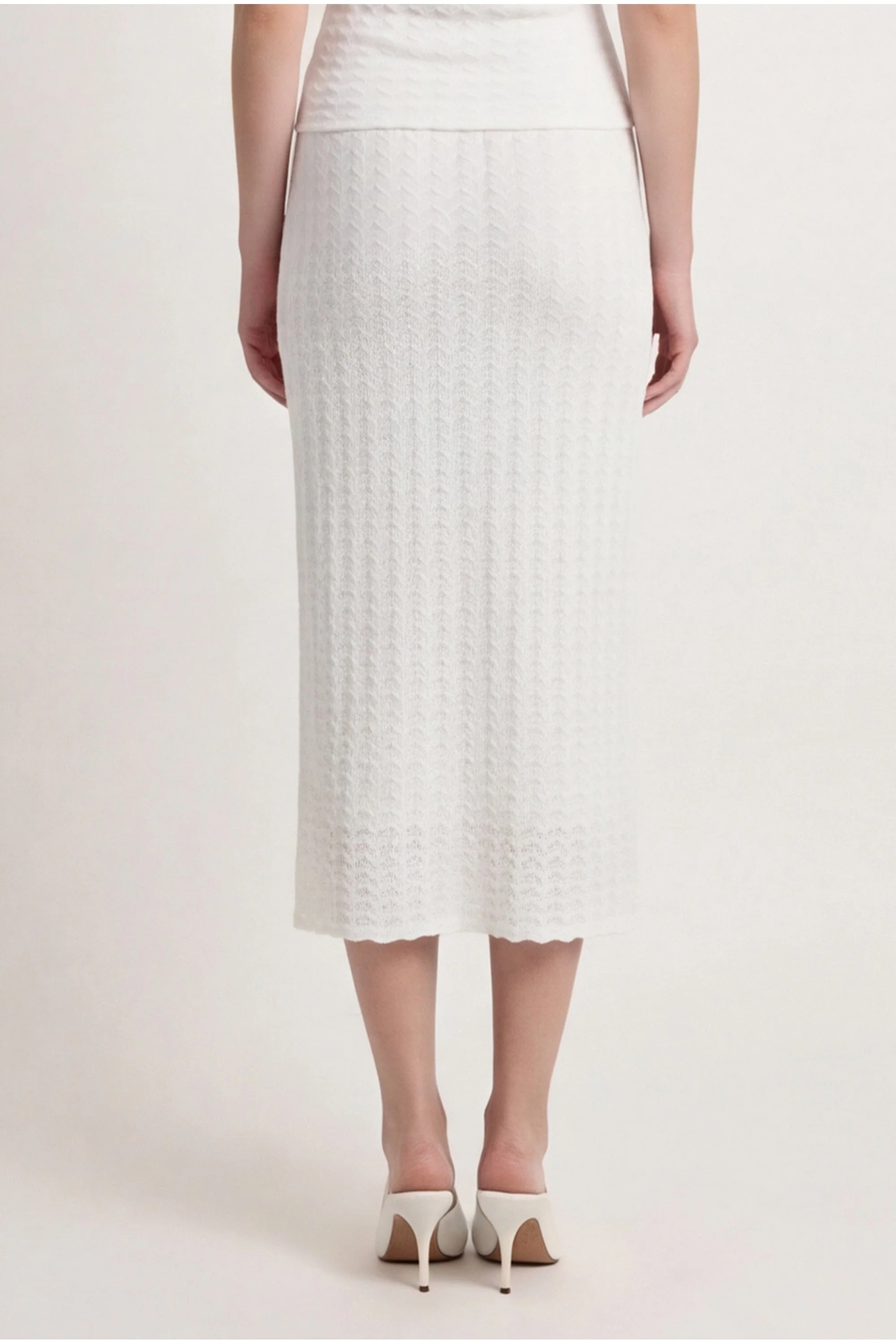 JUPE MAILLE DENTELLE - CHLOTILDA - ECRU - Image 5