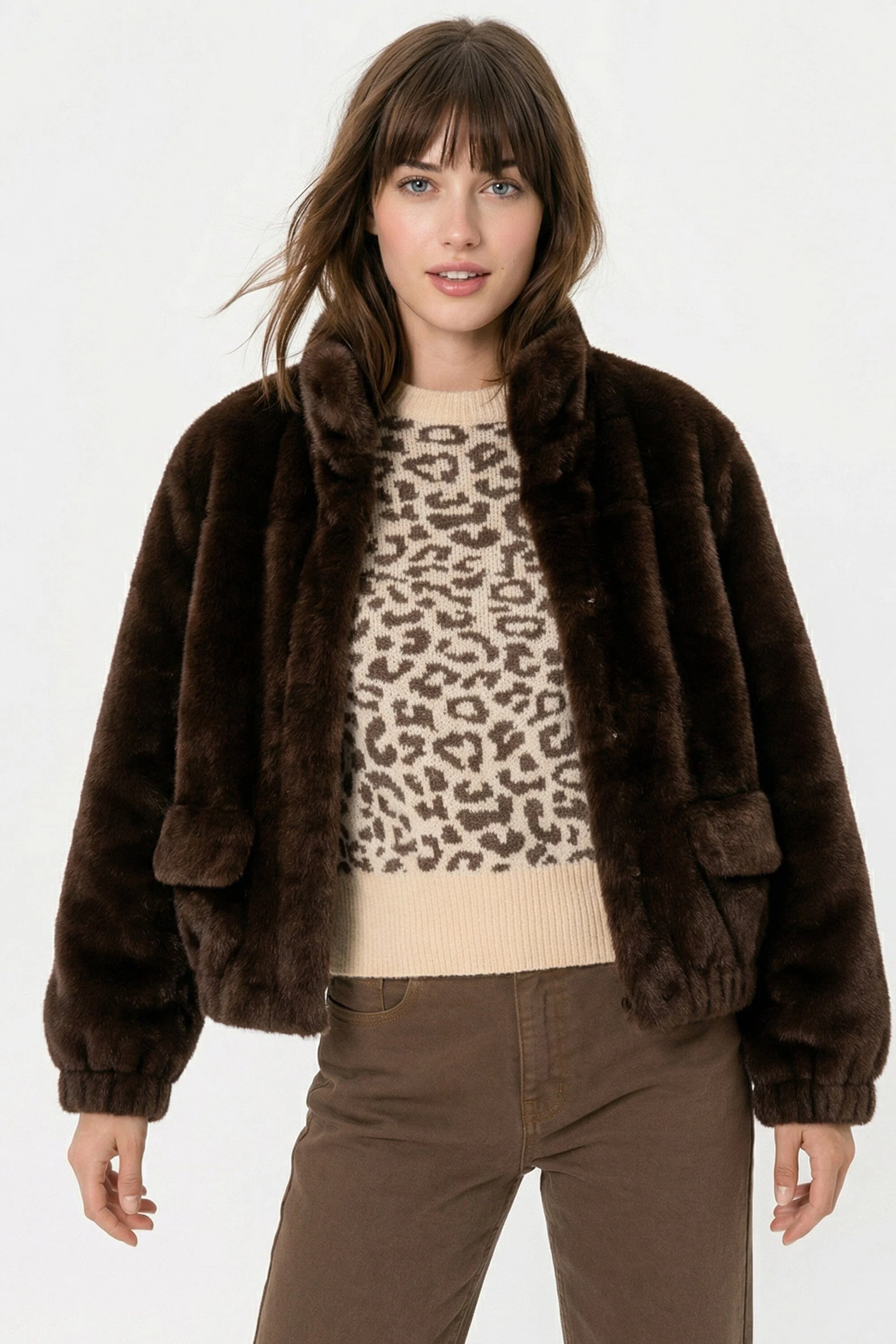 BLOUSON FAUX FUR - MARINA - CHOCO - Image 3