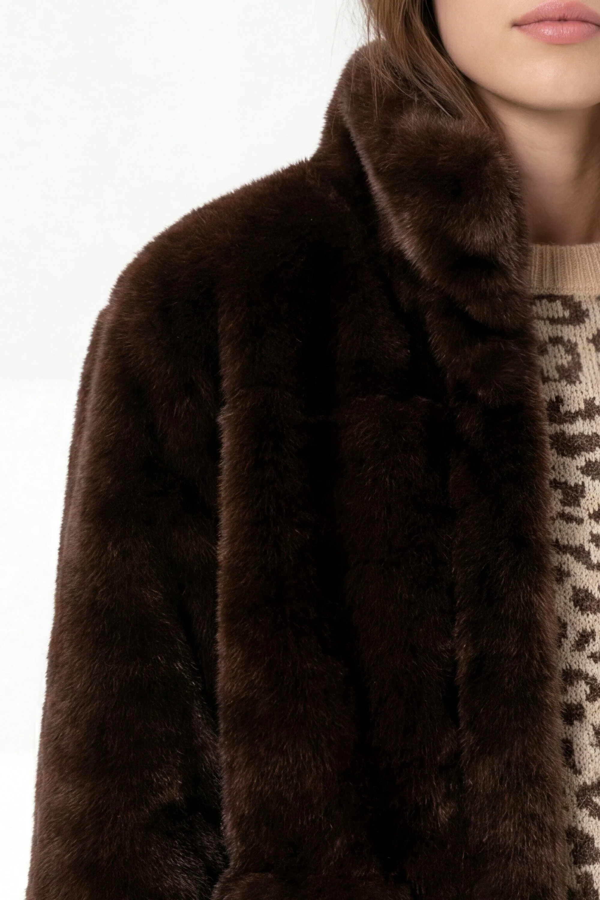 BLOUSON FAUX FUR - MARINA - CHOCO - Image 5