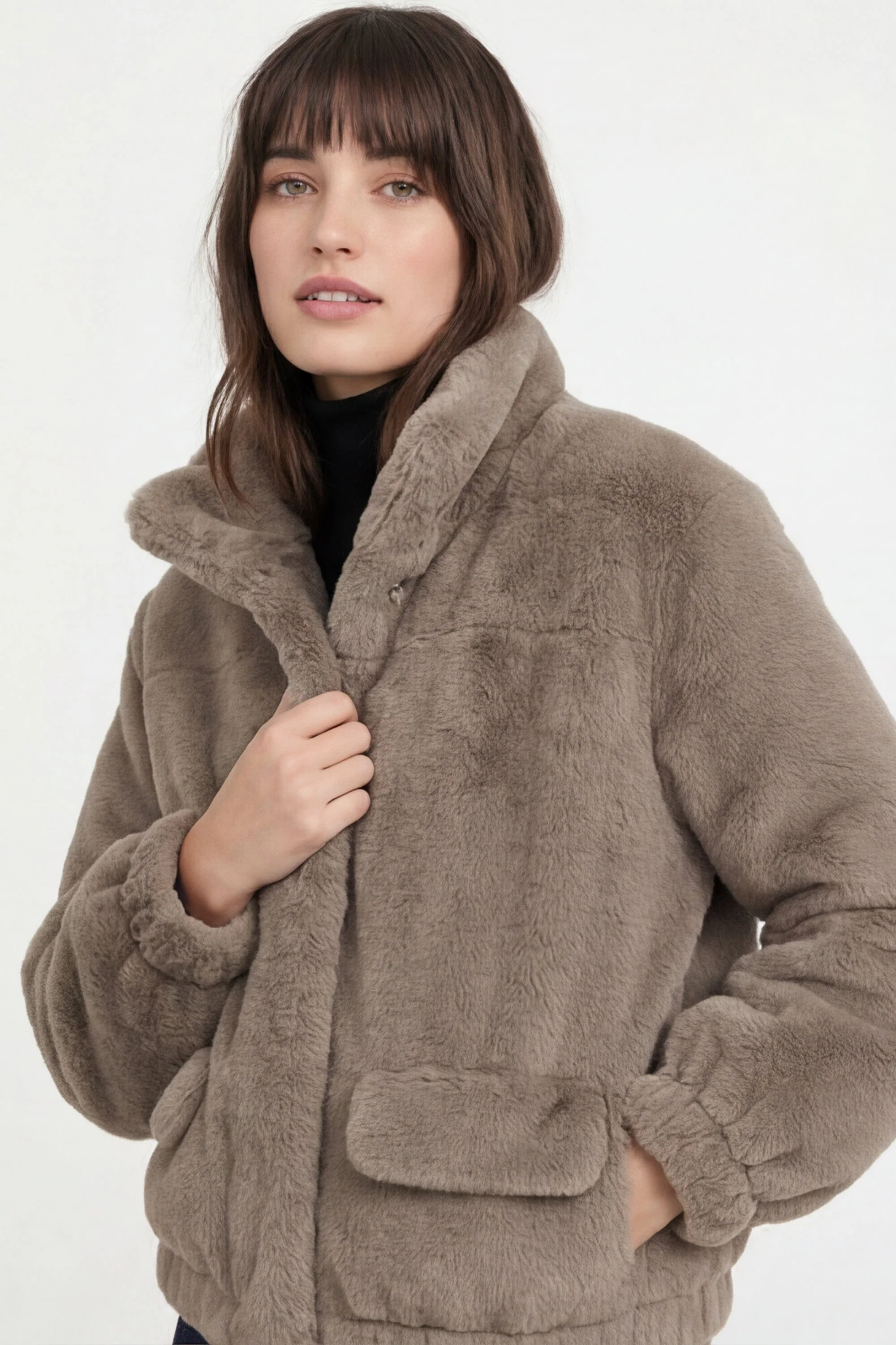 BLOUSON FAUX FUR - MARINA - TAUPE/GRIS - Image 3