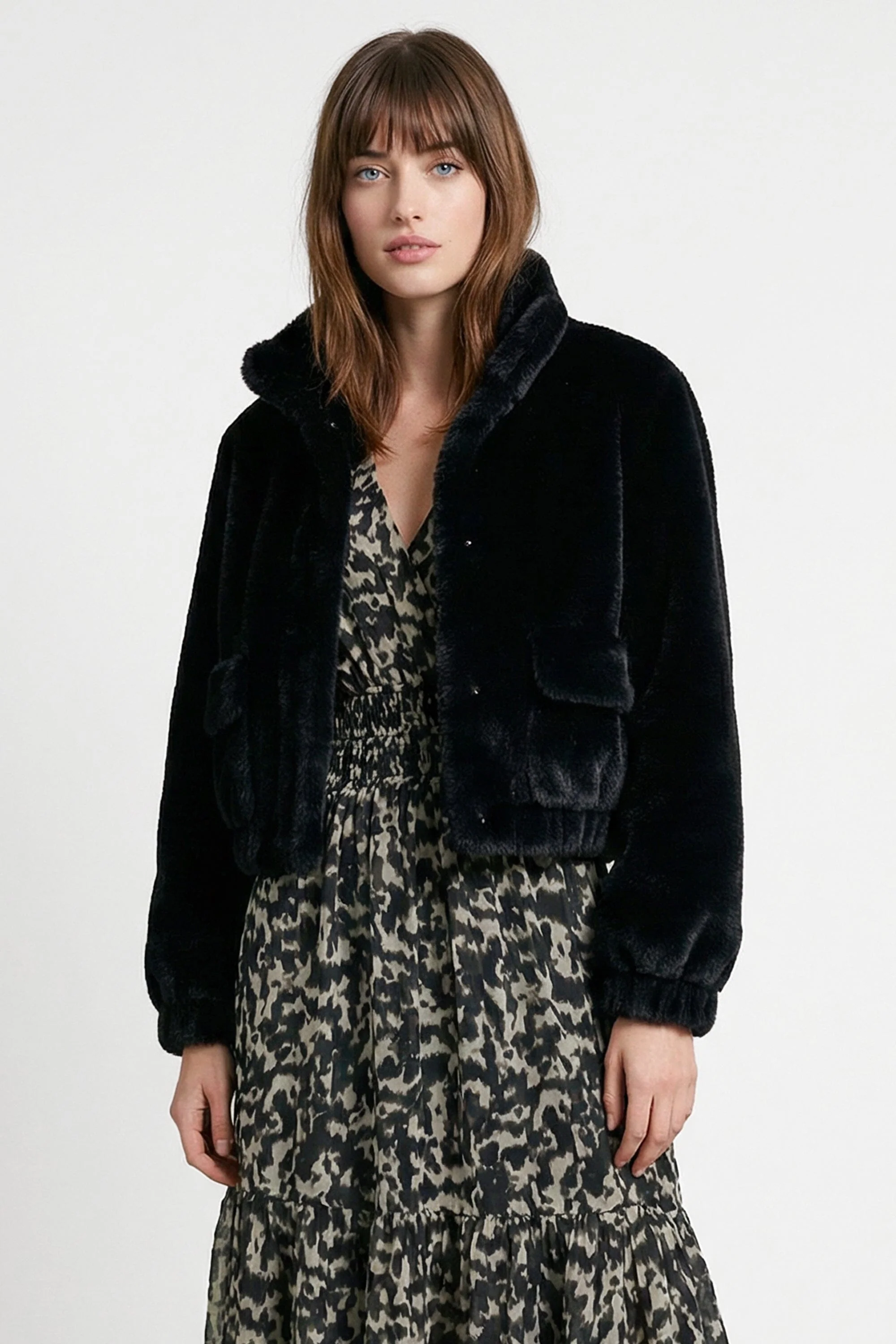BLOUSON FAUX FUR - MARINA - NOIR - Image 3