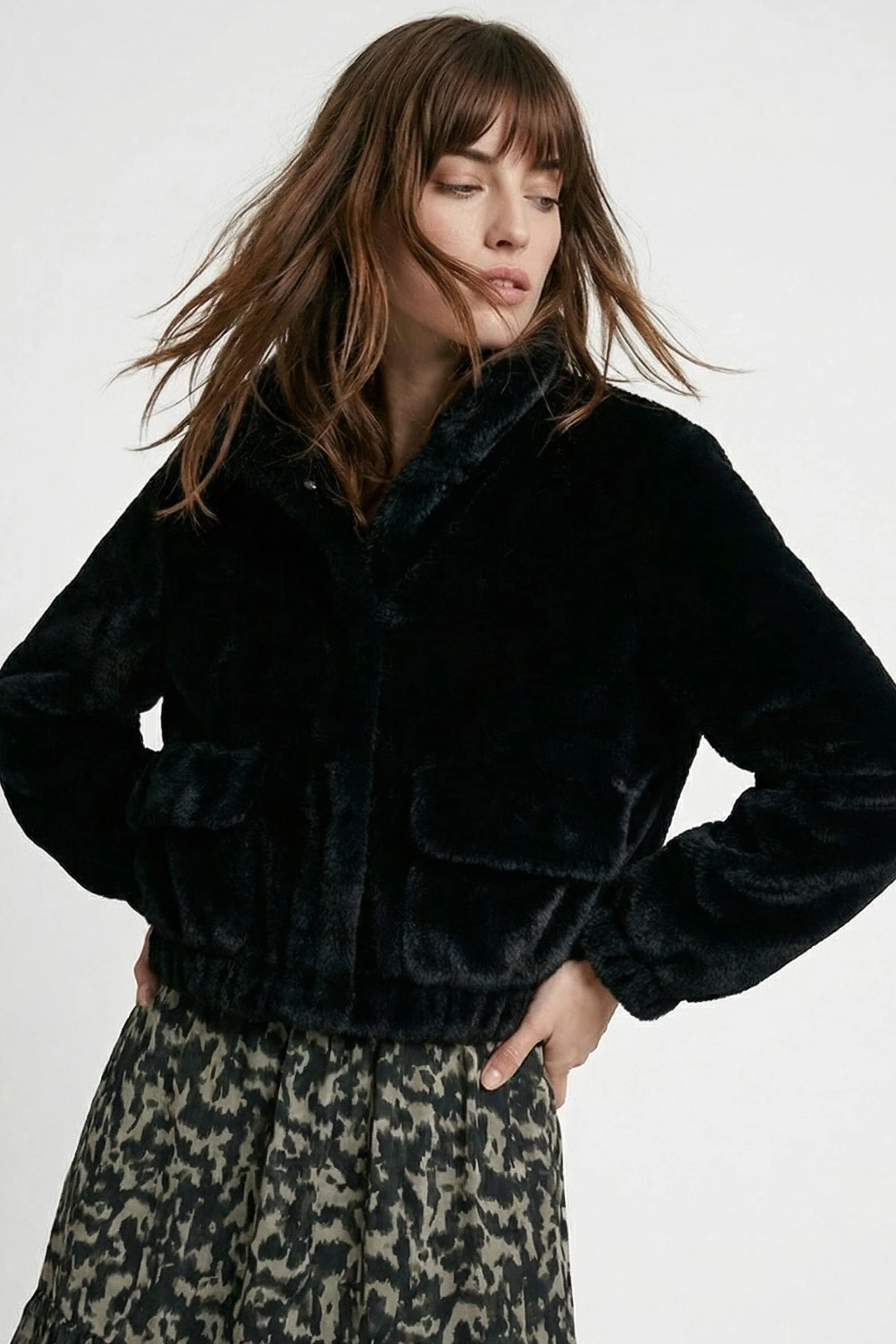 BLOUSON FAUX FUR - MARINA - NOIR - Image 4