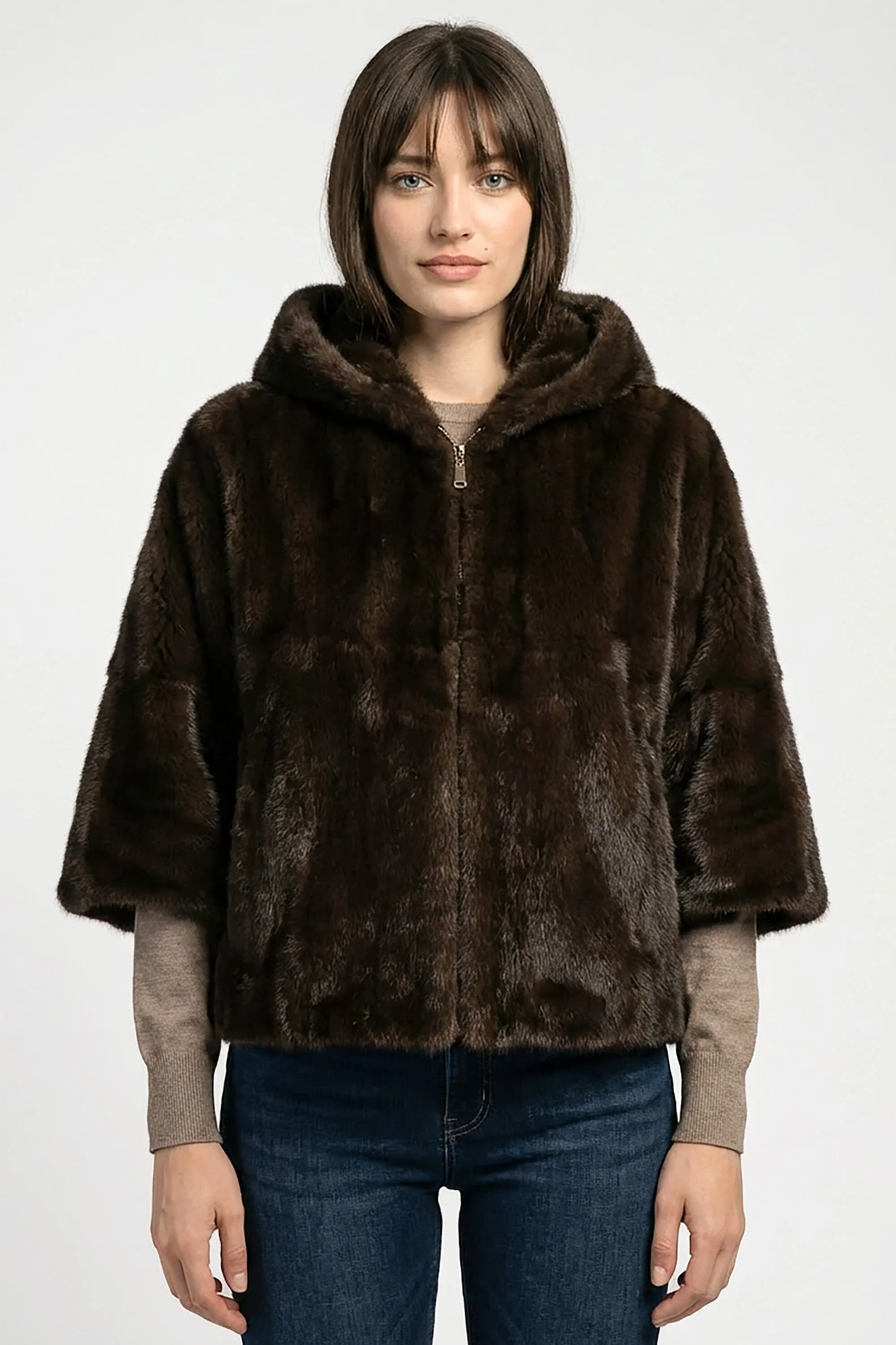 PONCHO FAUX FUR - MARINA - CHOCO - Image 3