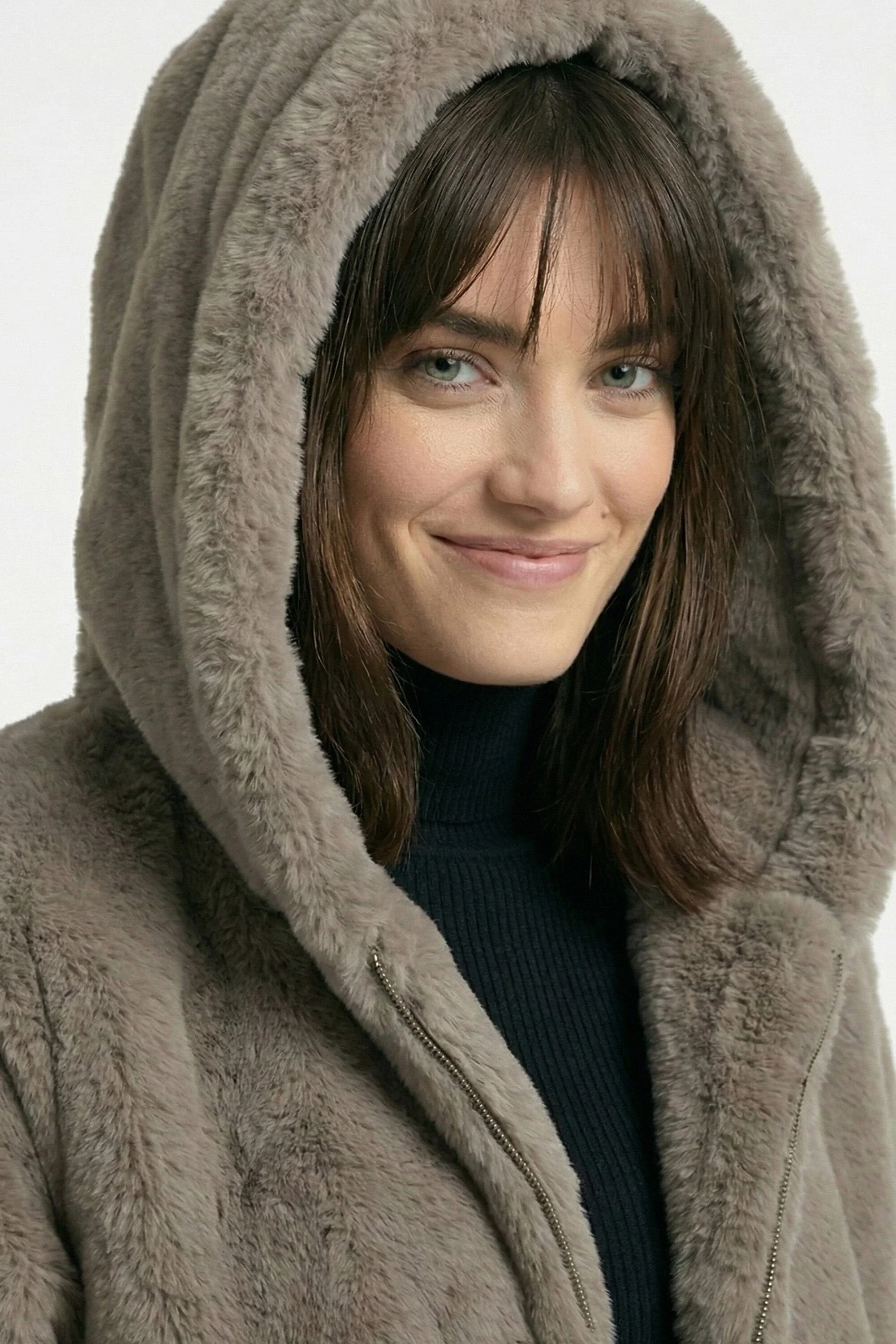 PONCHO FAUX FUR - MARINA - TAUPE/GRIS - Image 5