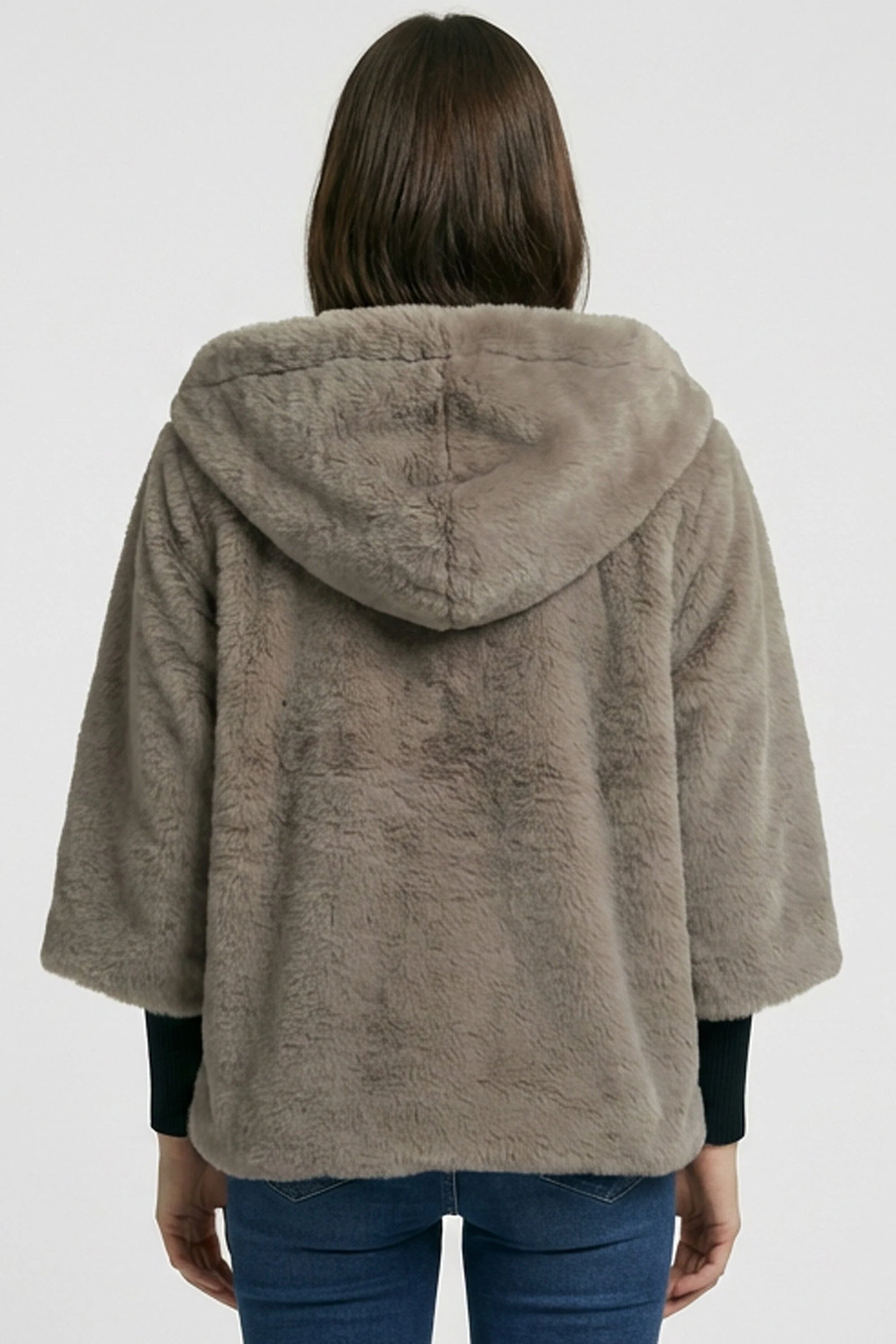 PONCHO FAUX FUR - MARINA - TAUPE/GRIS - Image 7