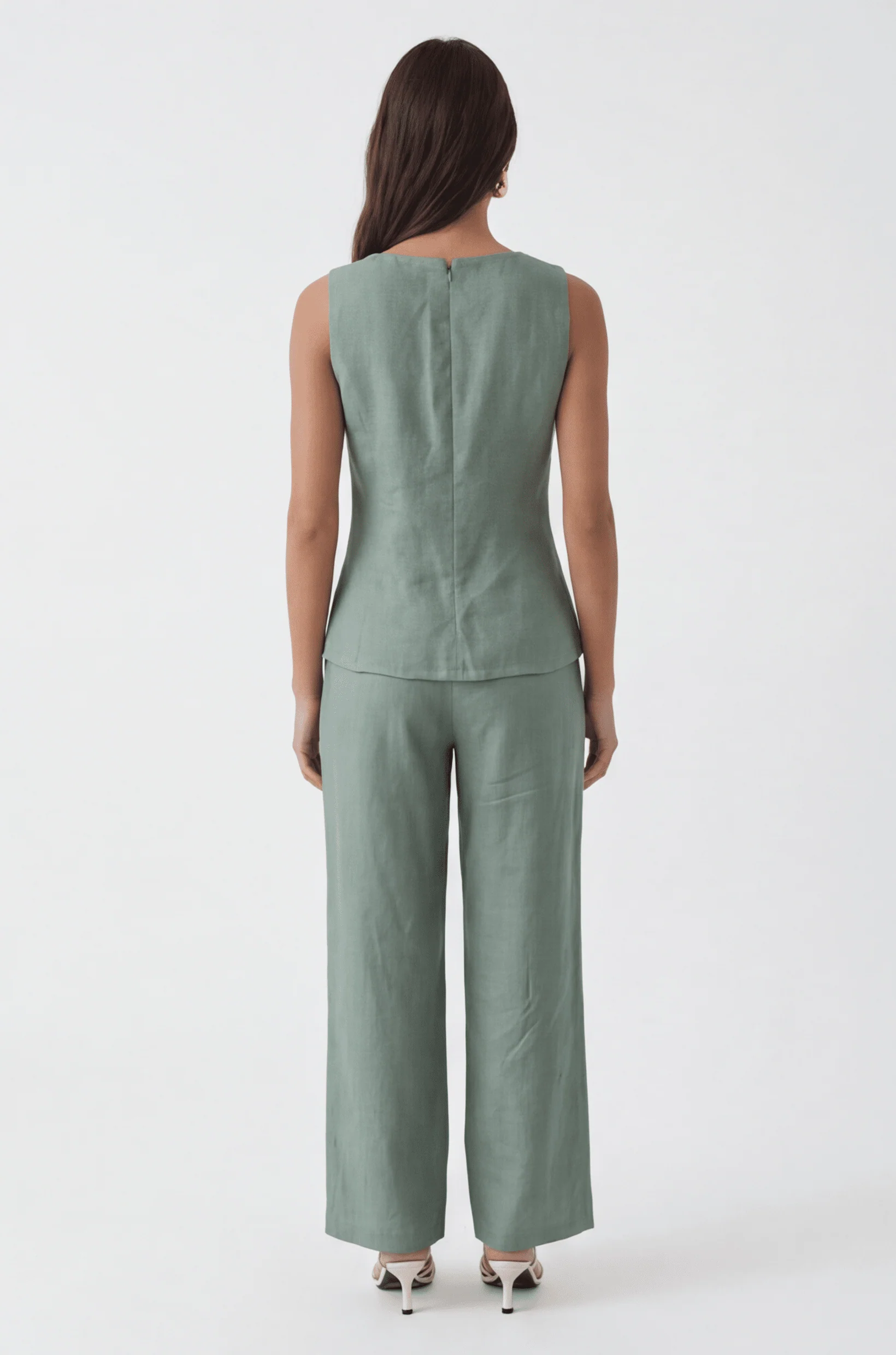 PANTALON LIN - CHELSEA - SAUGE - Image 3