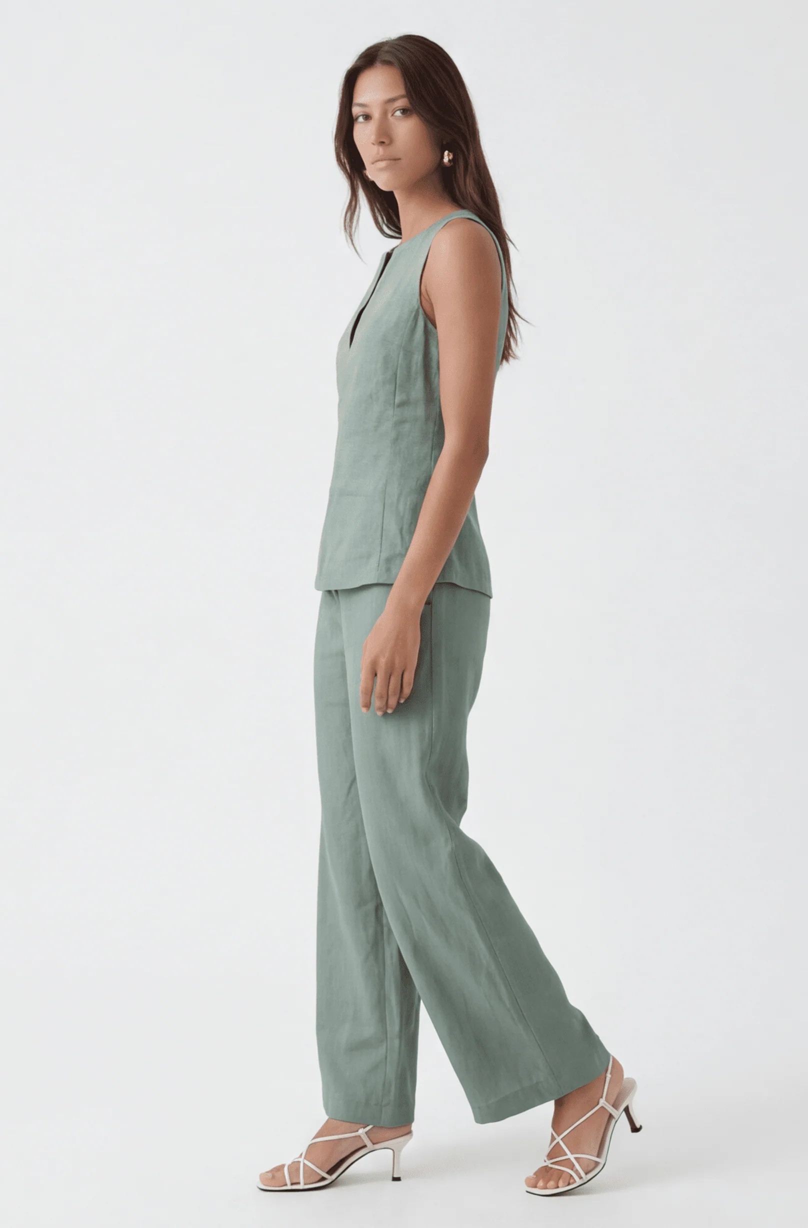 PANTALON LIN - CHELSEA - SAUGE - Image 4
