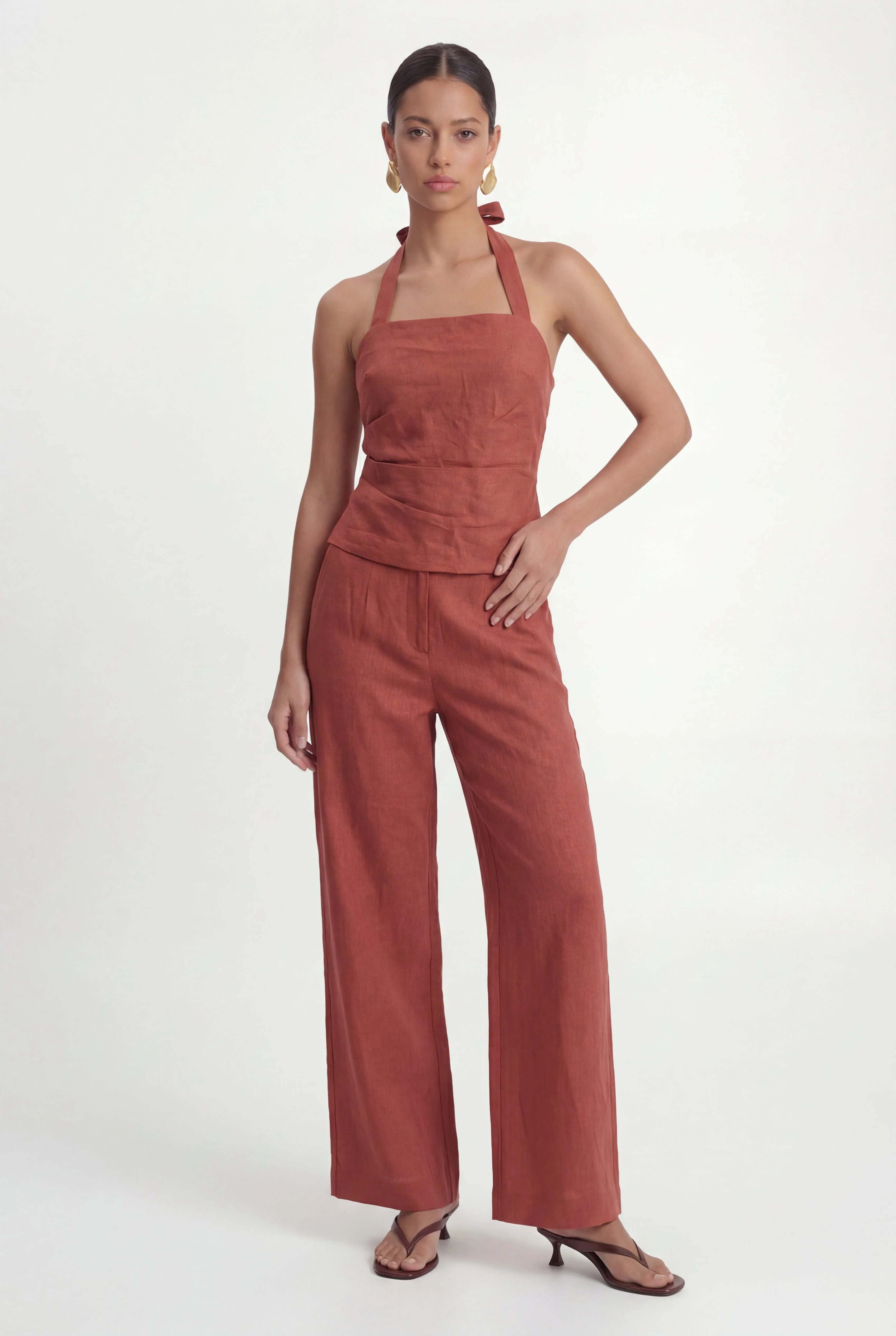PANTALON LIN - CHELSEA - TERRACOTTA - Image 4