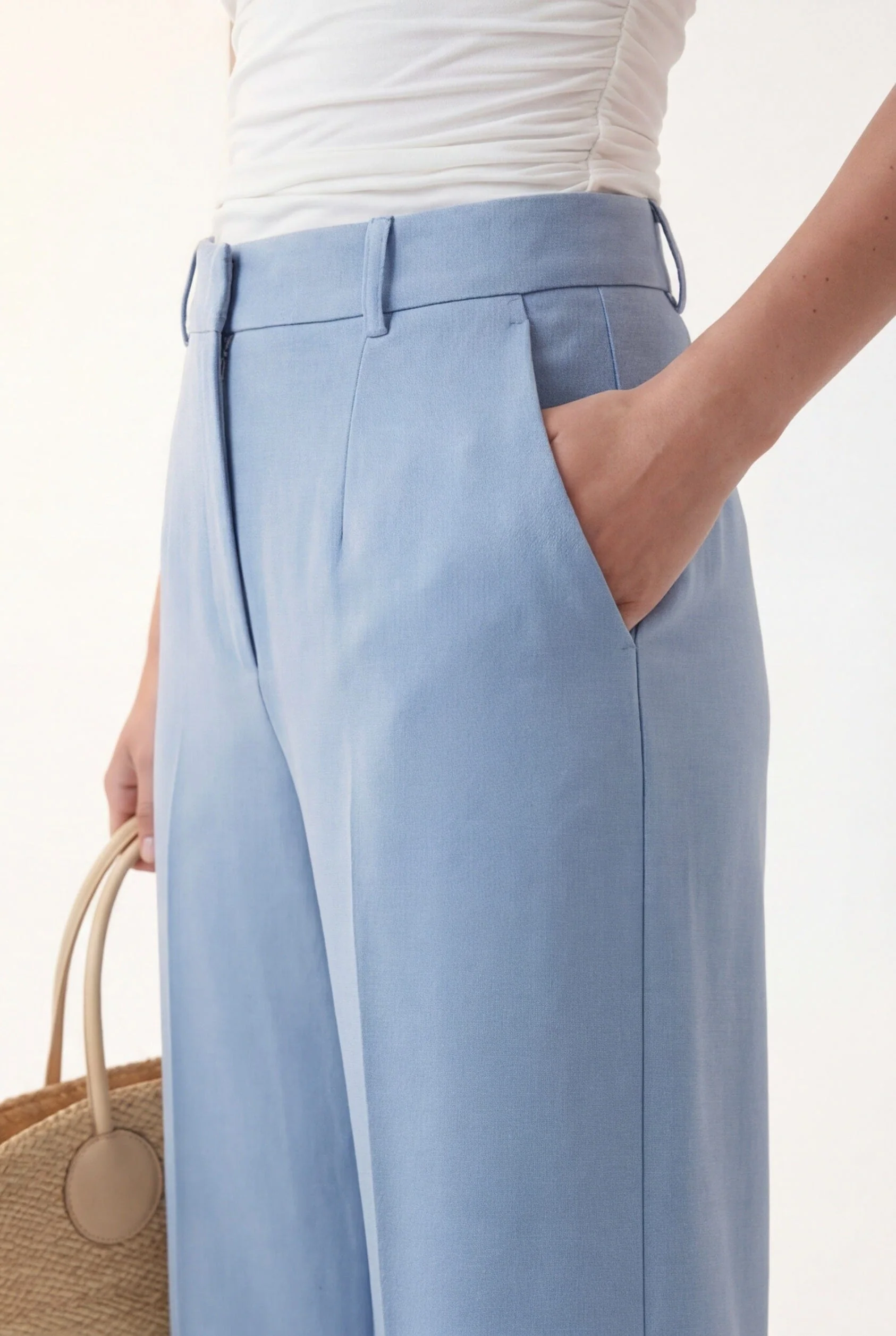 PANTALON TAILLE HAUTE - CLEO - AZUR - Image 2