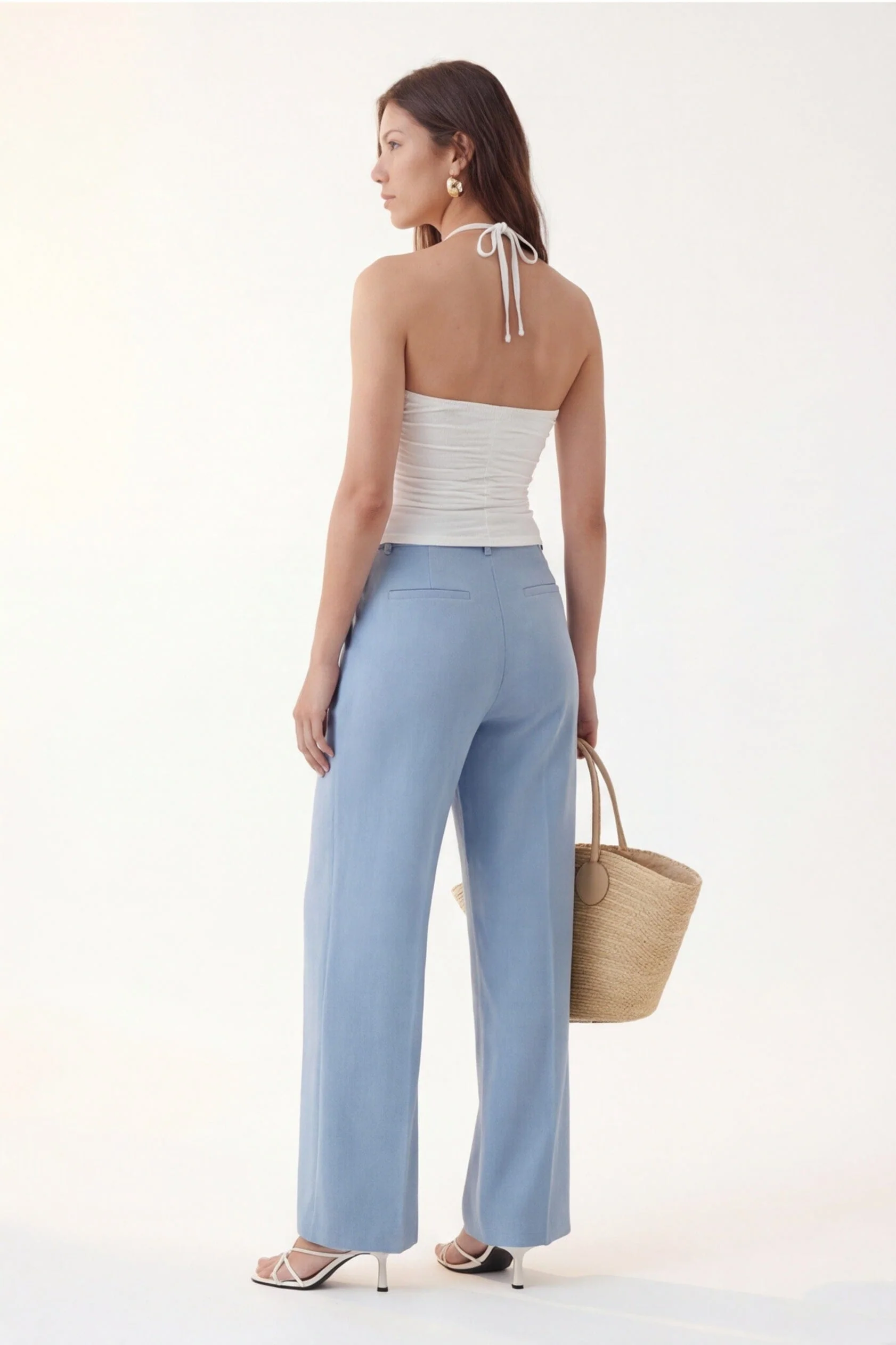PANTALON TAILLE HAUTE - CLEO - AZUR - Image 3