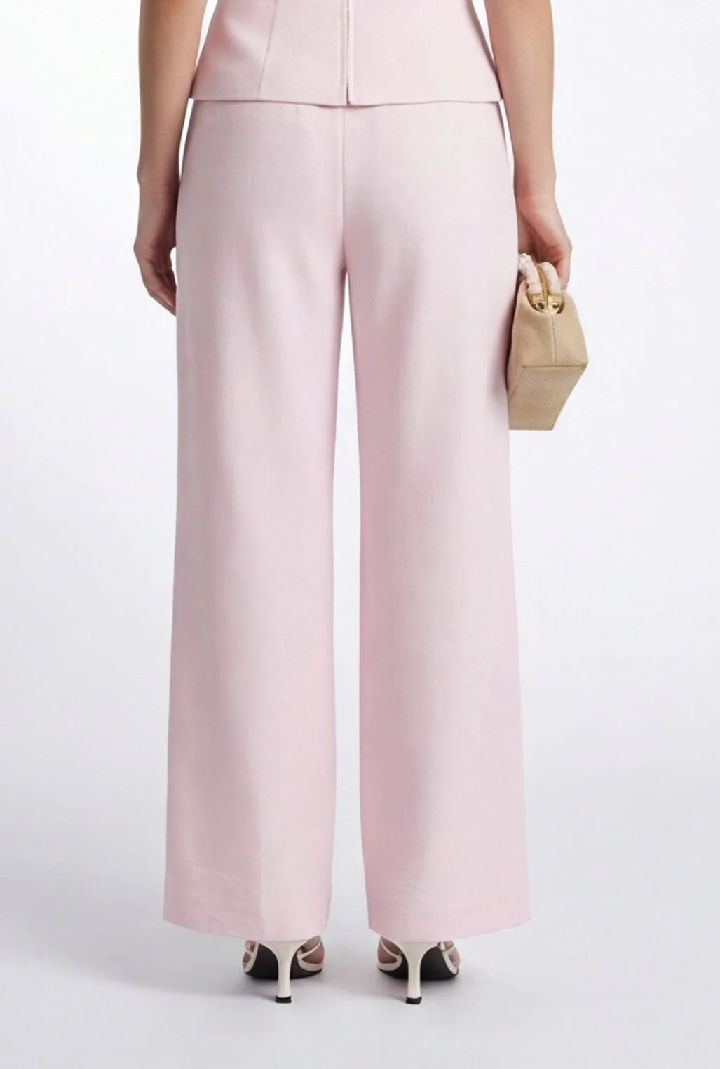 PANTALON TAILLE HAUTE - CLEO - POUDRE - Image 3