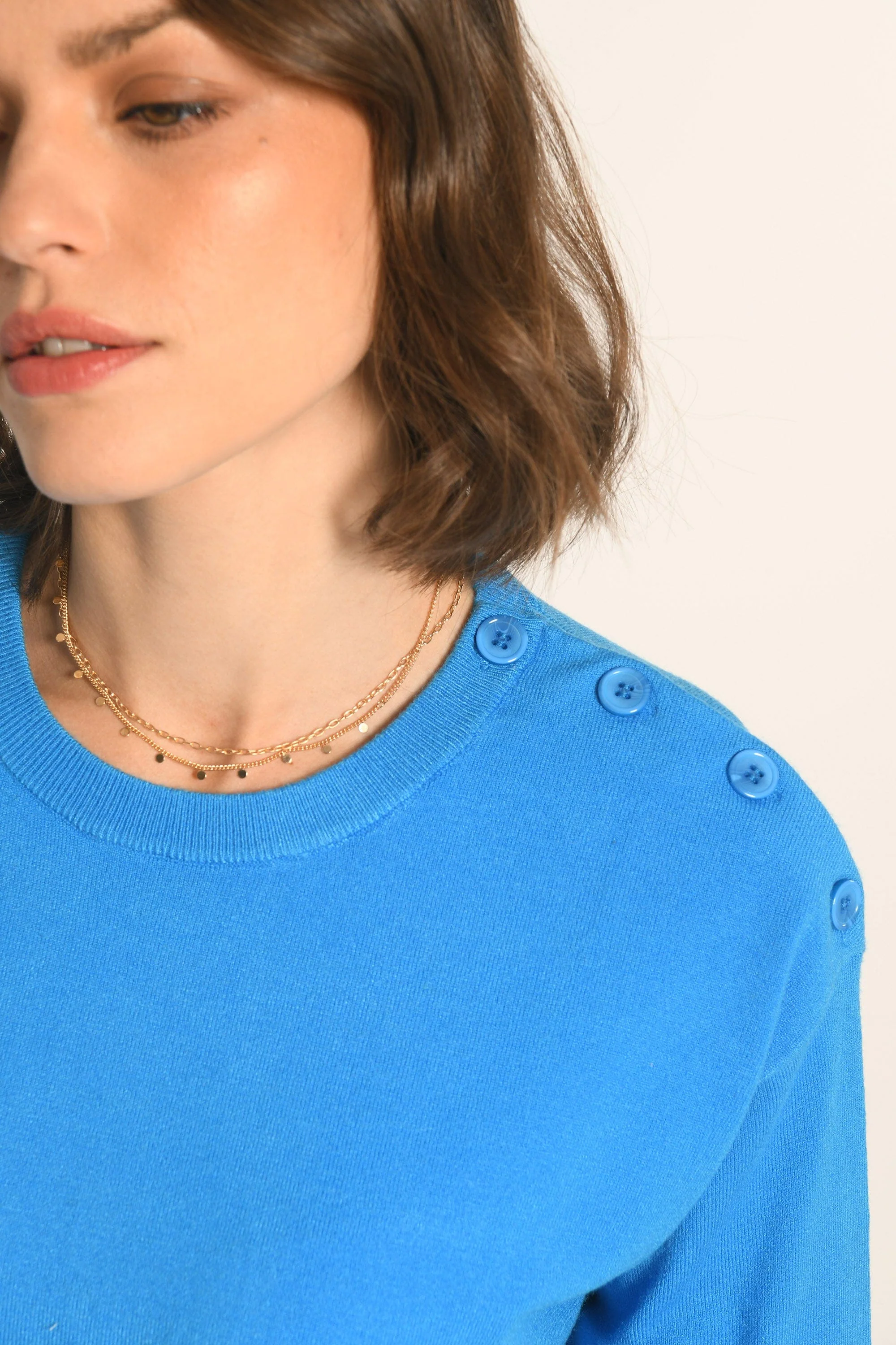 PULL BOUTONNÉ - BLEU - AMELINA - Image 3