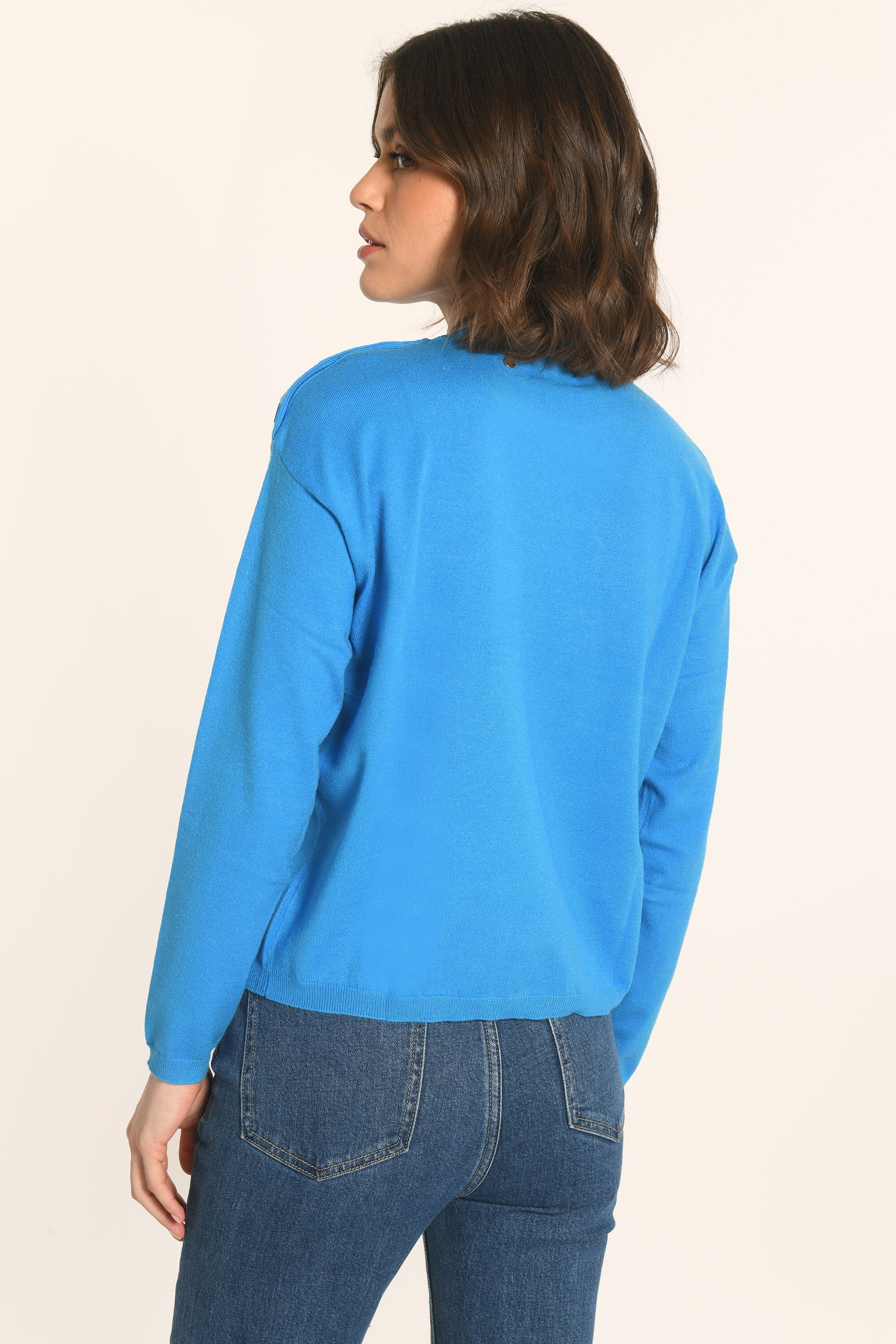 PULL BOUTONNÉ - BLEU - AMELINA - Image 6