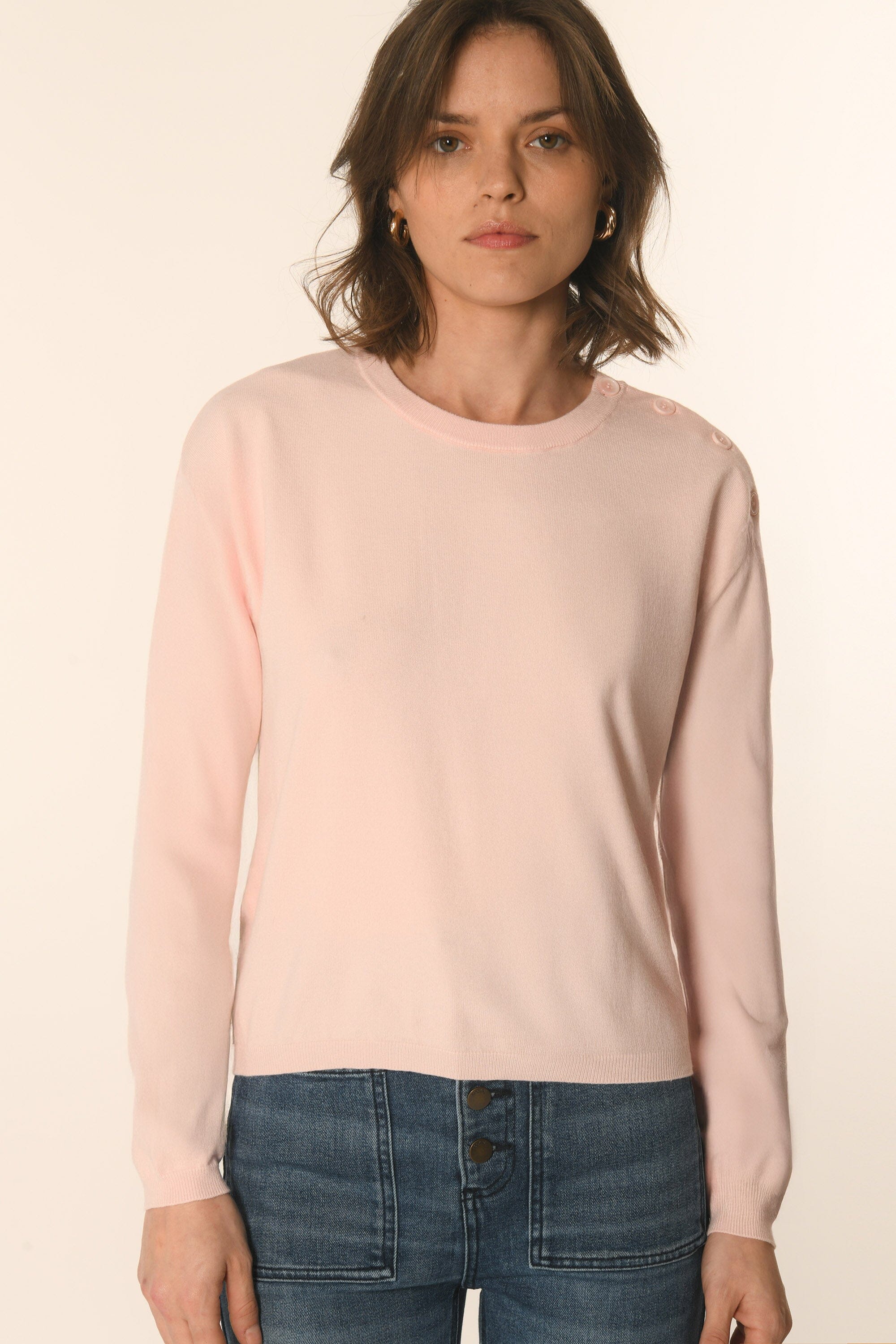 PULL BOUTONNÉ - ROSE PÂLE - AMELINA - Image 3