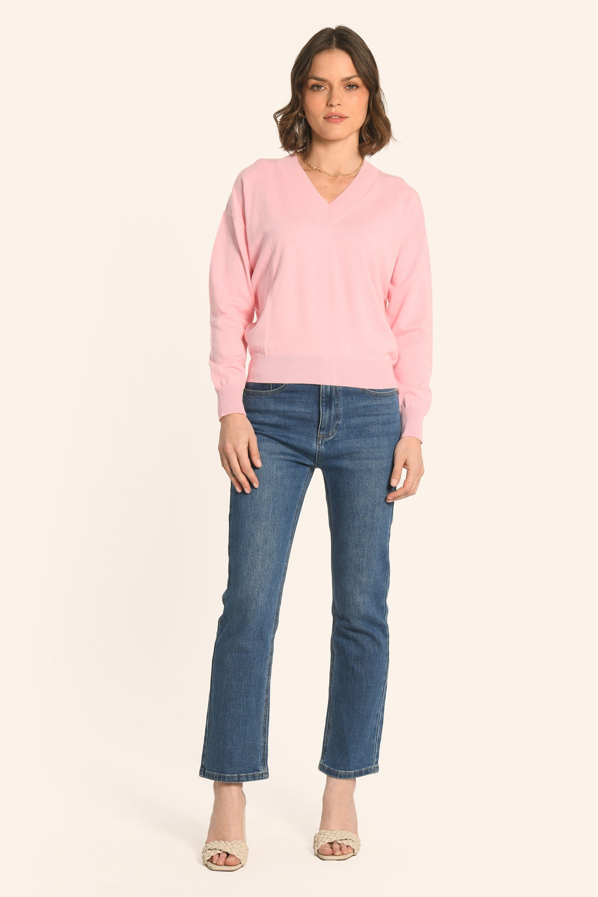 PULL COL V - ROSE PÂLE - AMELINA - Image 3