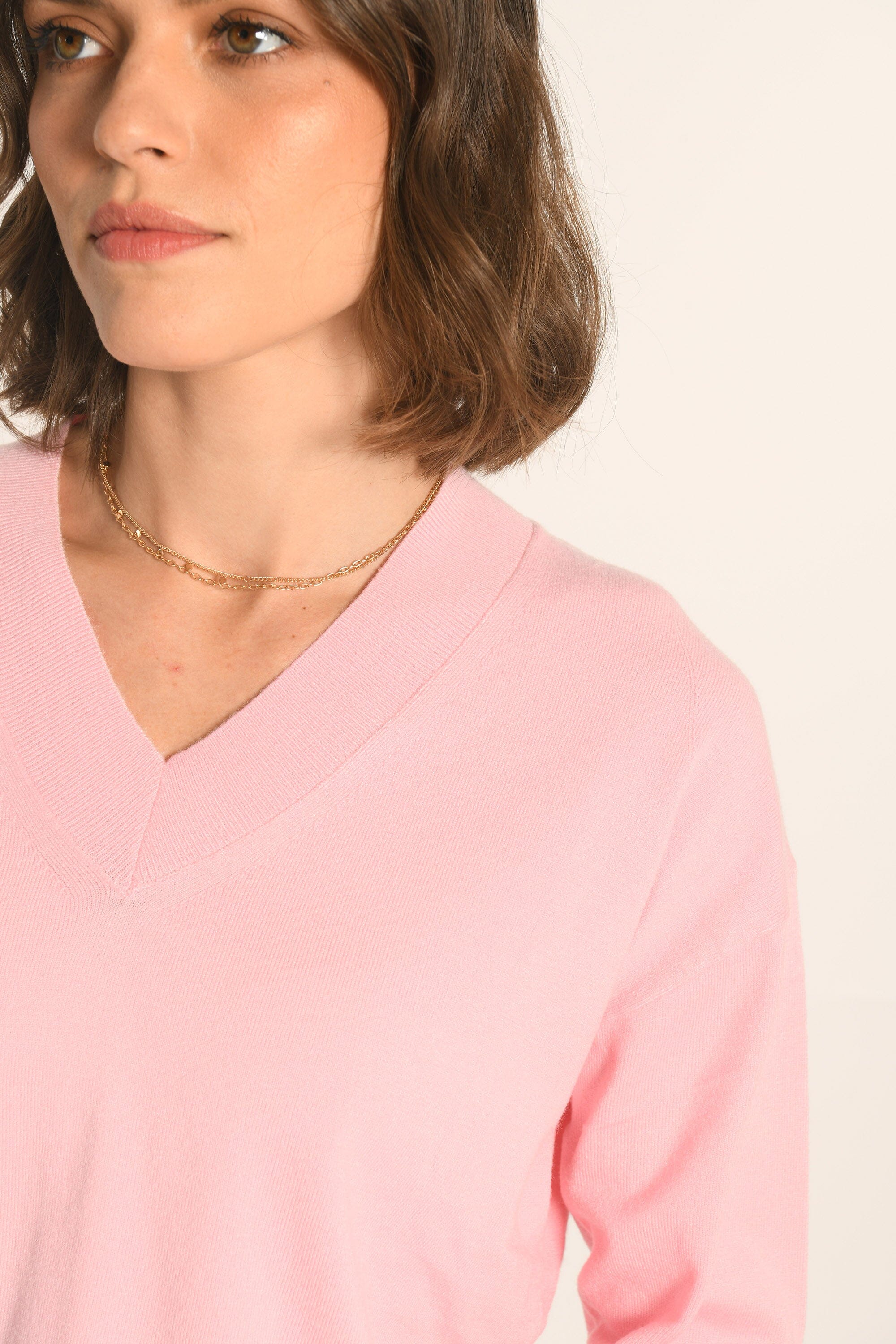 PULL COL V - ROSE PÂLE - AMELINA - Image 4