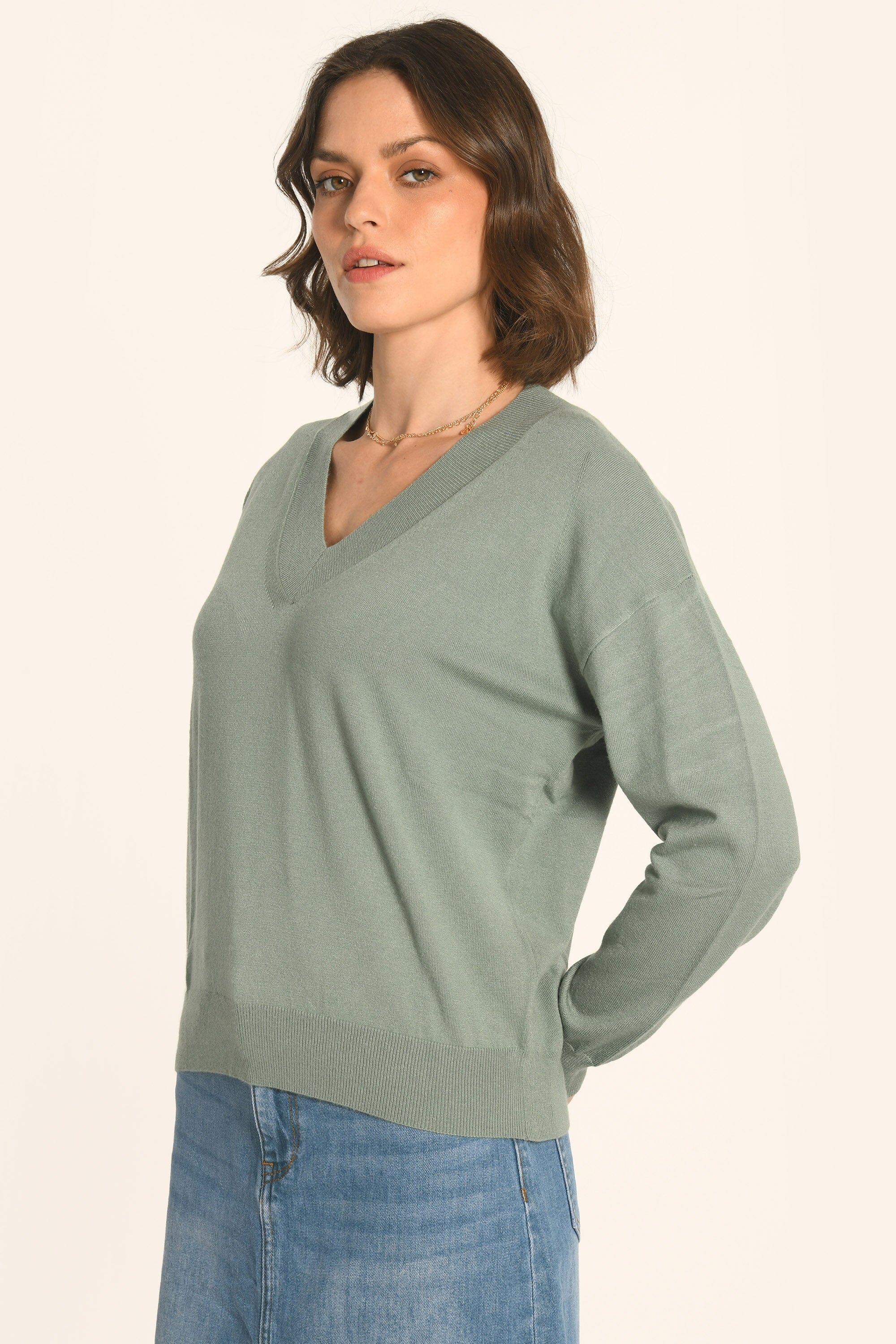 PULL COL V - SAUGE - AMELINA - Image 3