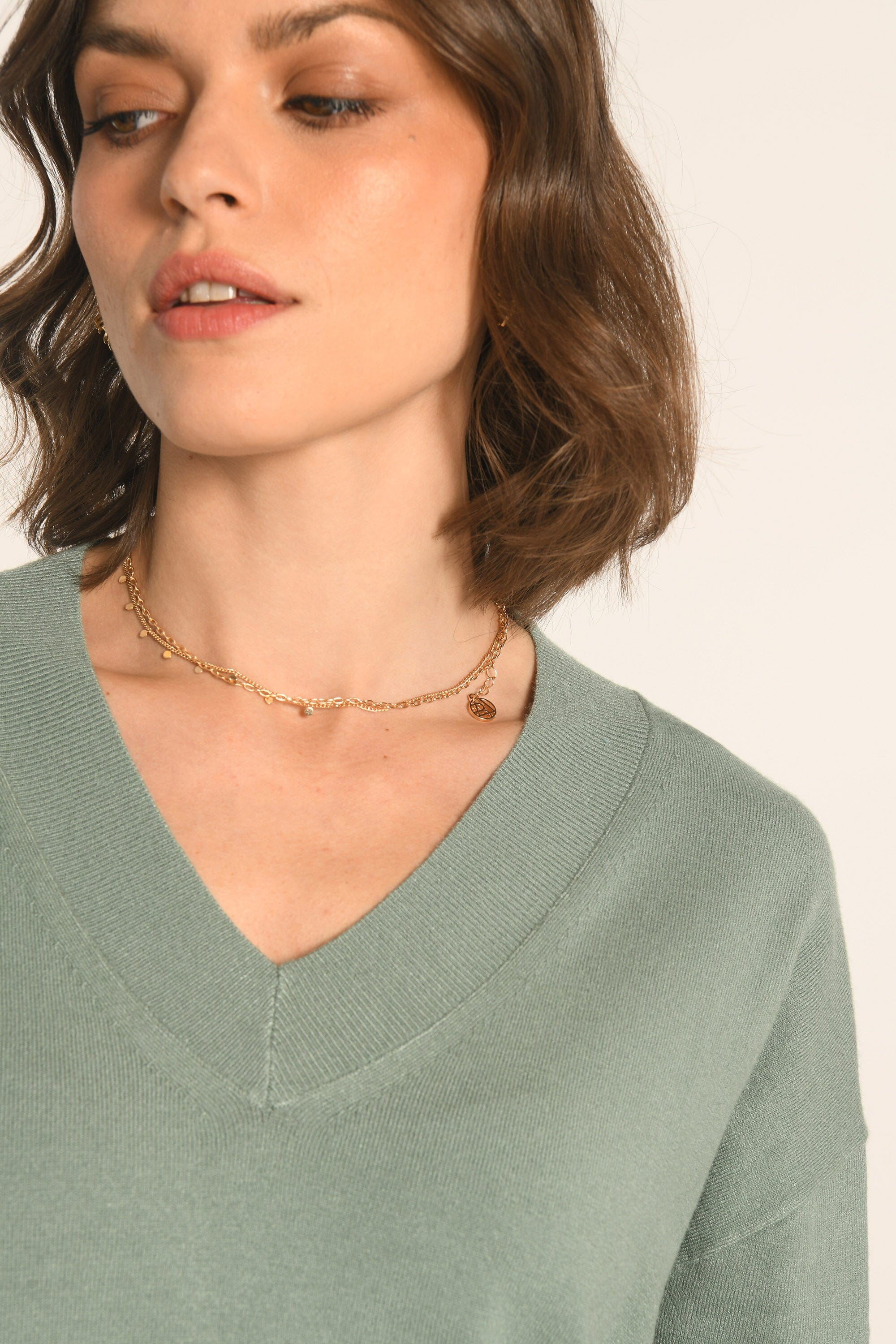 PULL COL V - SAUGE - AMELINA - Image 4