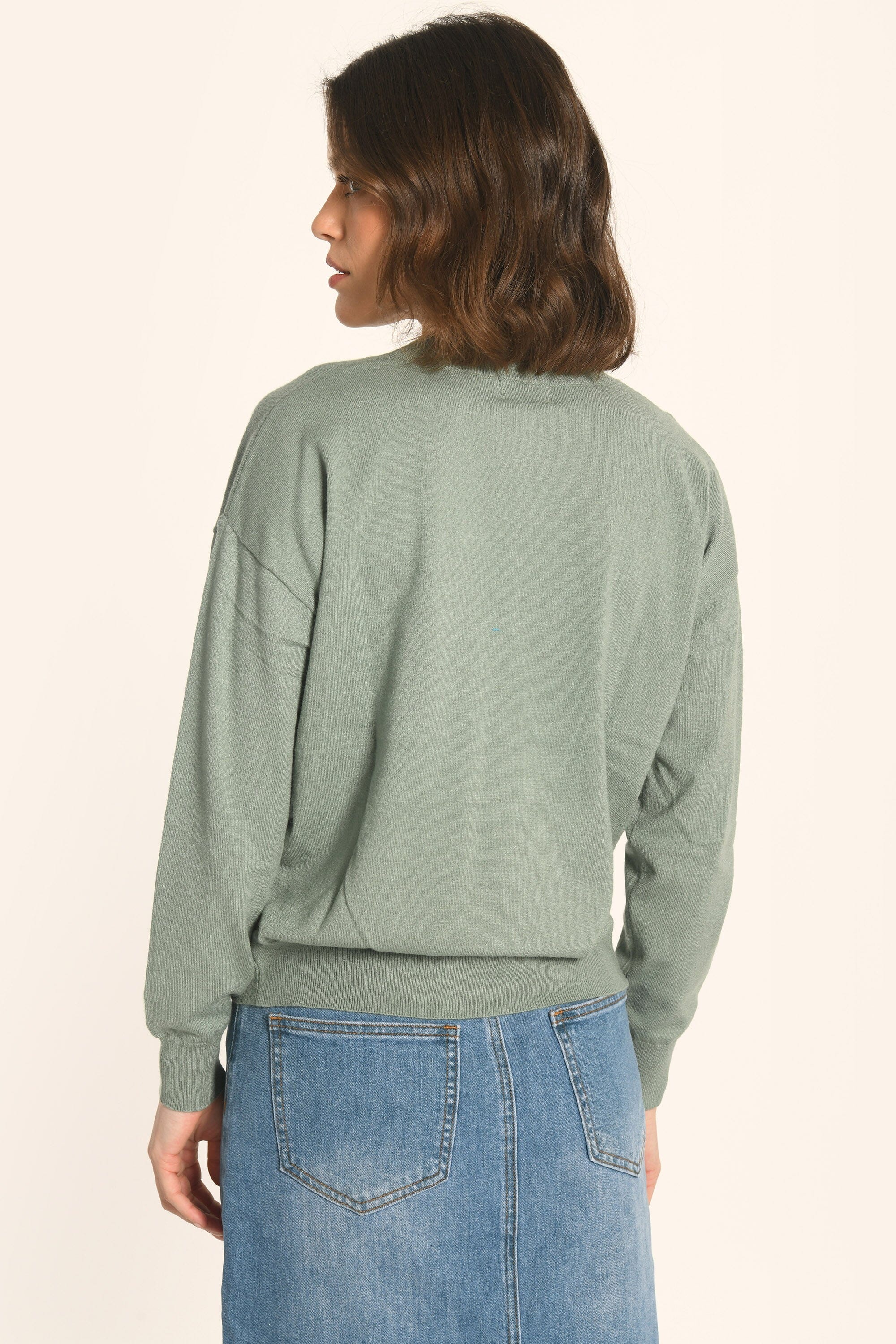 PULL COL V - SAUGE - AMELINA - Image 5