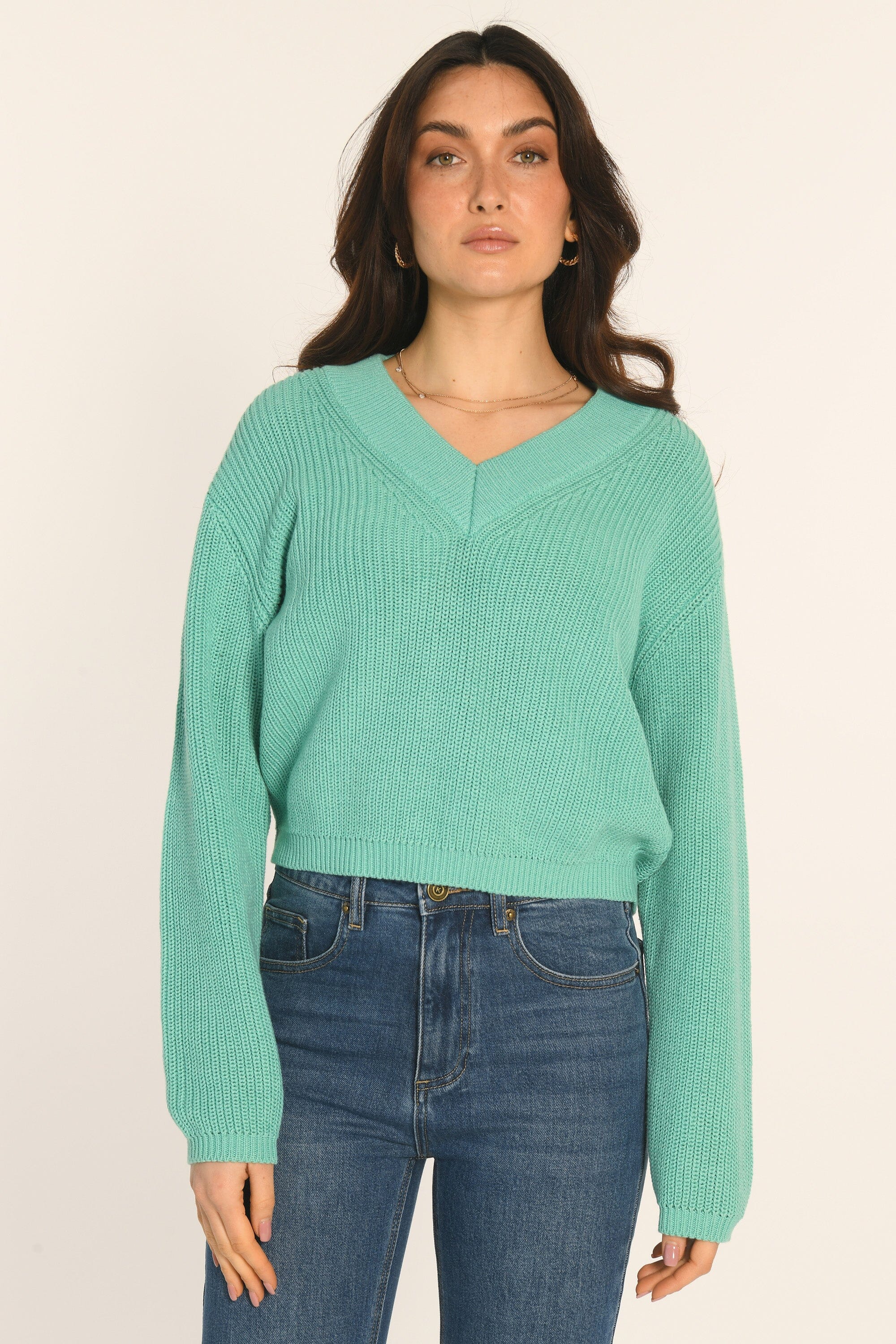 PULL COL V - AQUA - ARVID