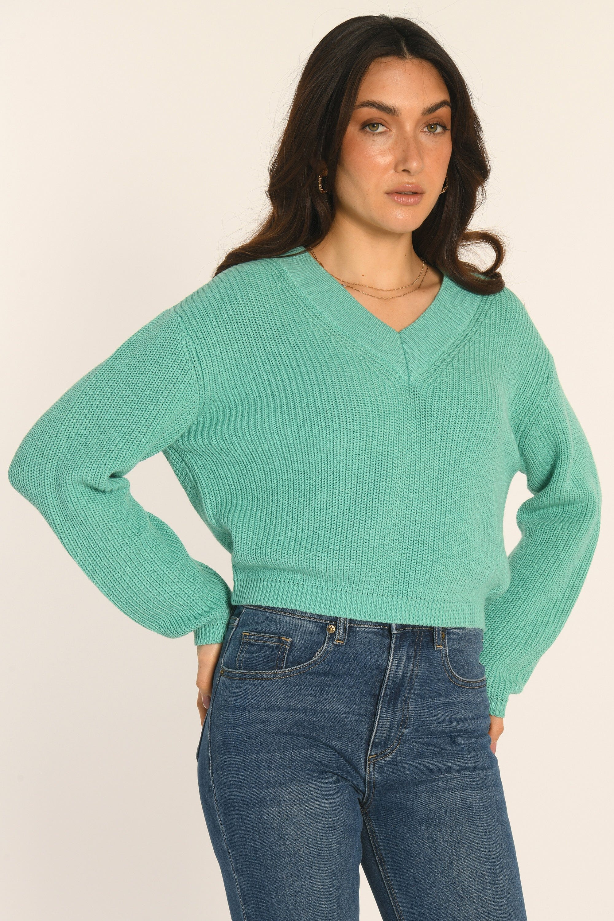 PULL COL V - AQUA - ARVID - Image 2