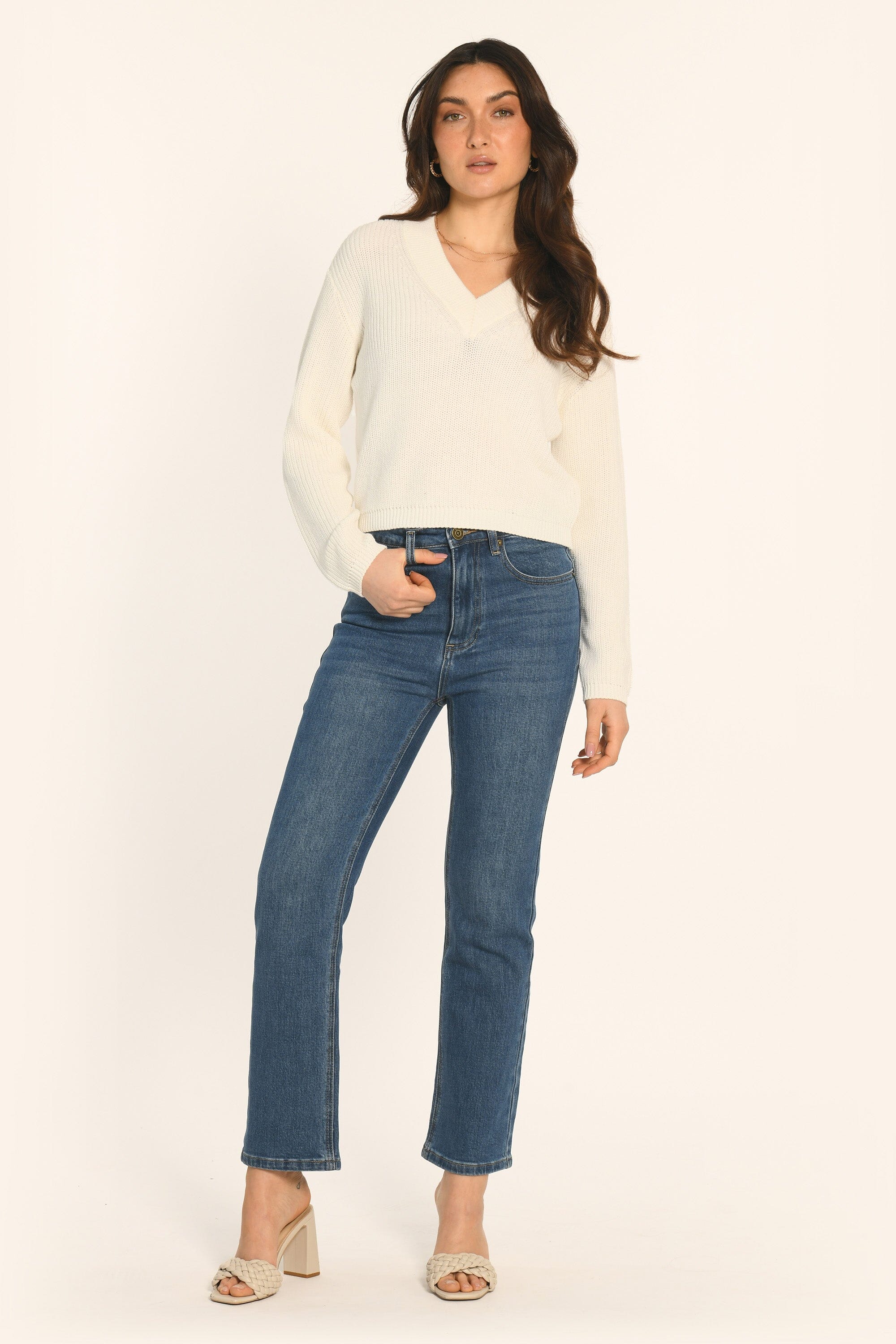 PULL COL V - BLANC - ARVID - Image 3
