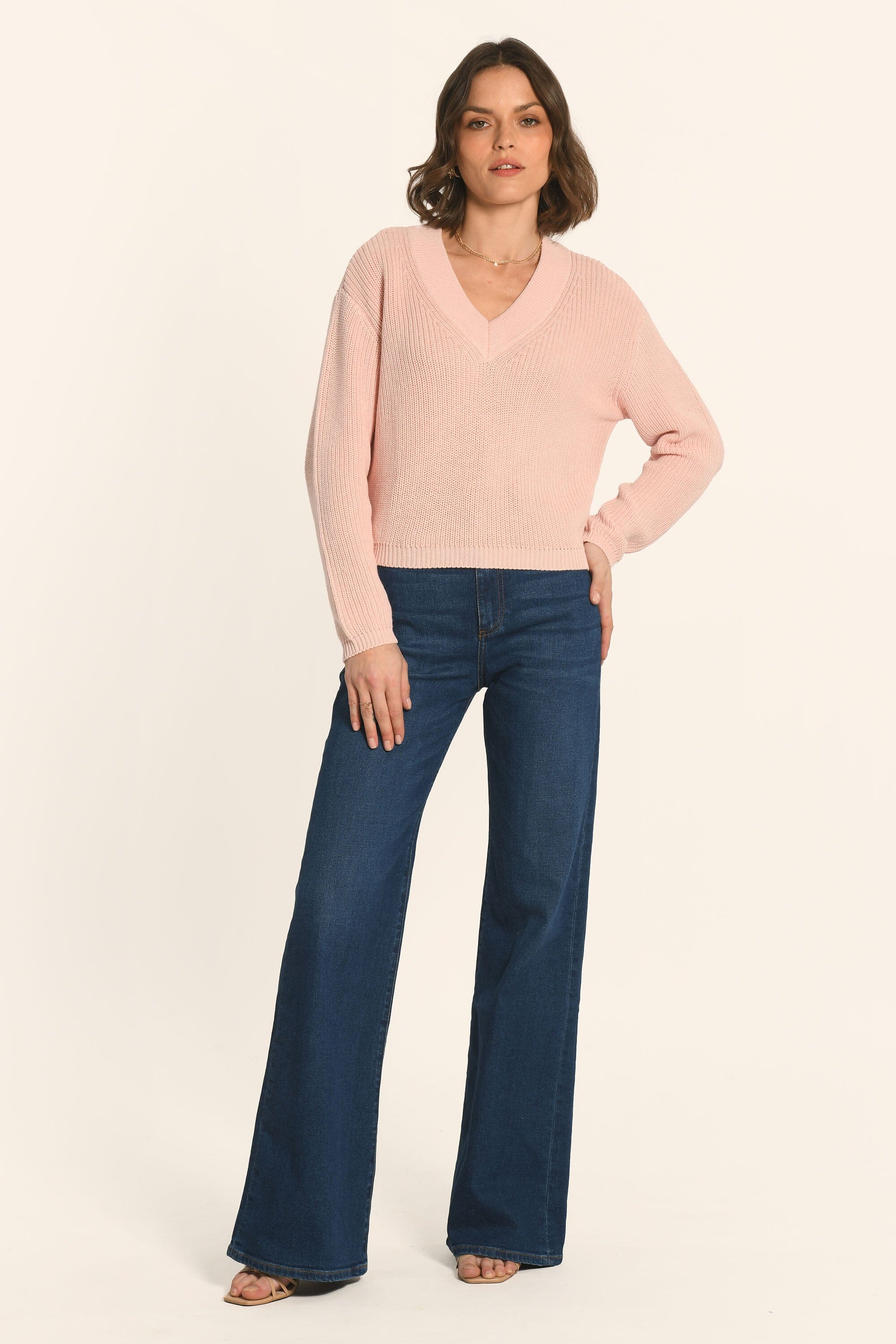 PULL COL V - ROSE PALE - ARVID - Image 3