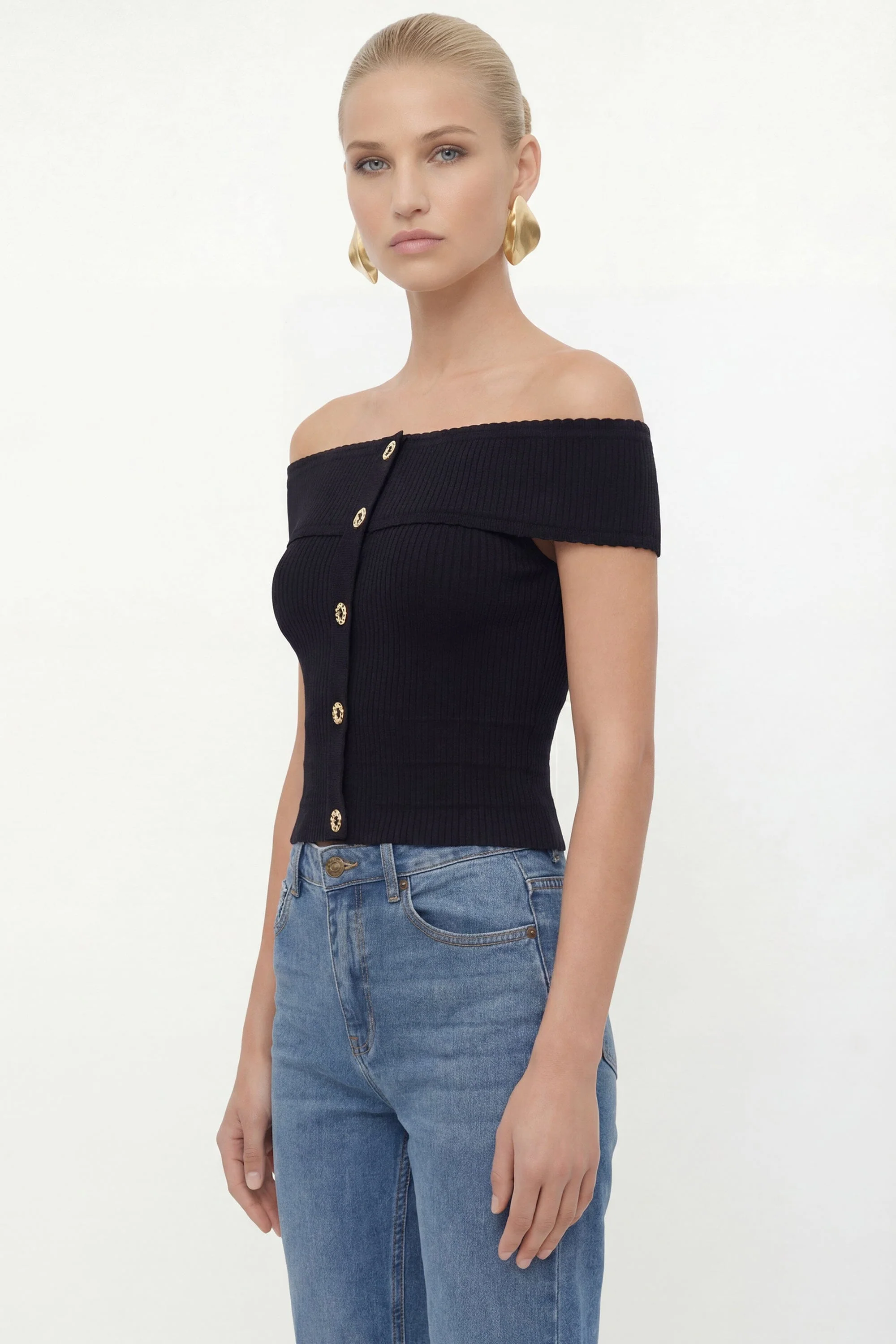 PULL COL BARDOT - CHRISTEN - NOIR - Image 3