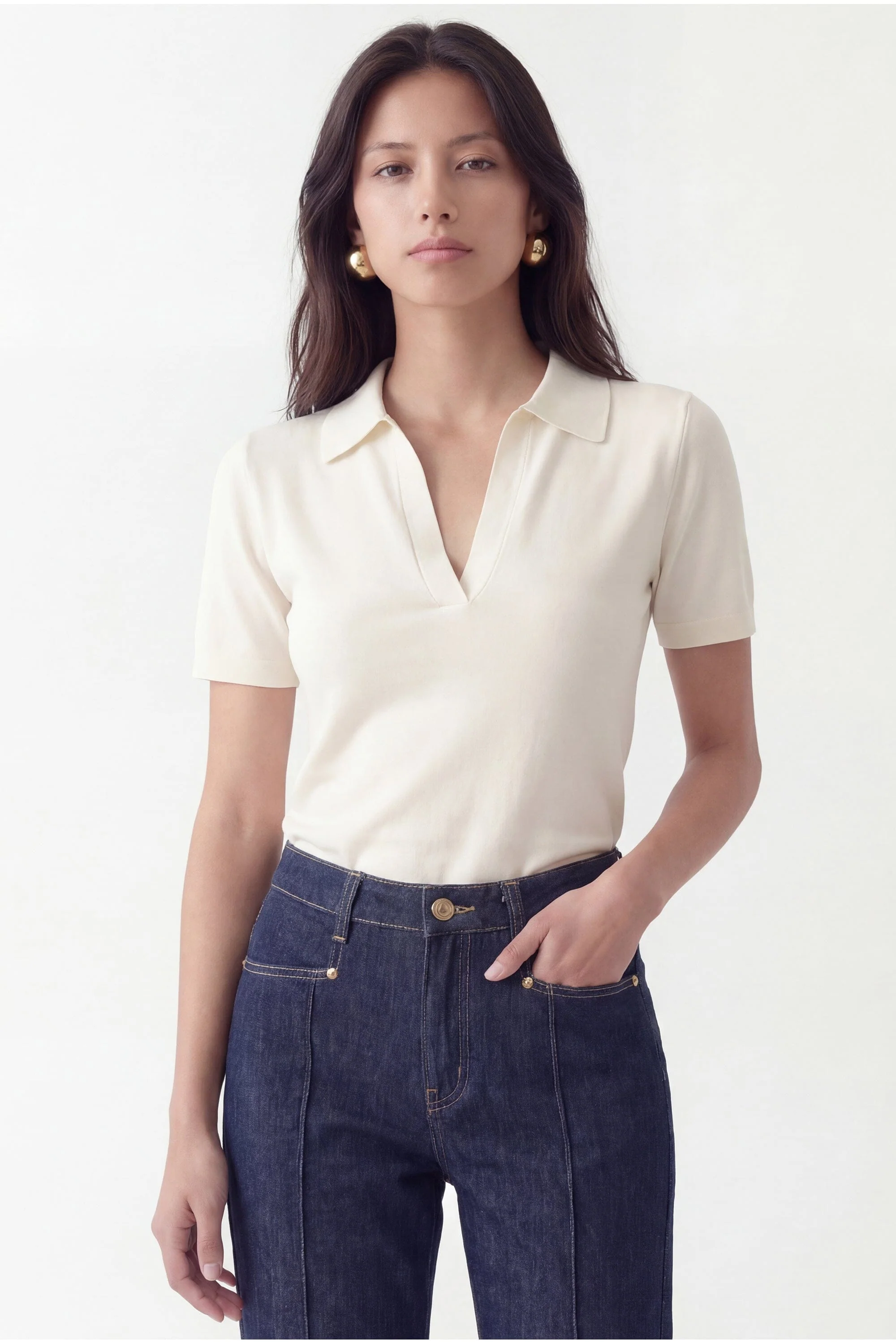 POLO MAILLE - CRISTINA - ECRU