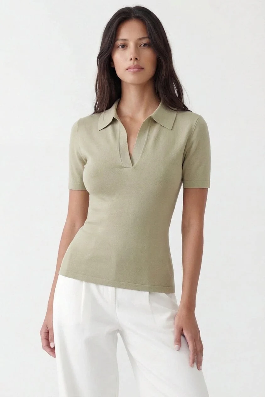 POLO MAILLE - CRISTINA - VERT PALE - Image 3