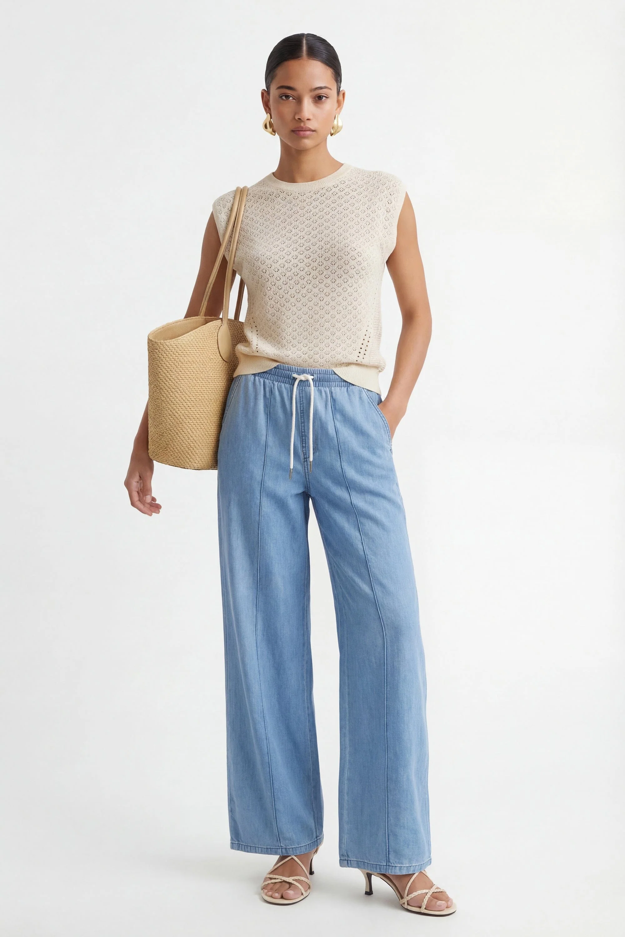PULL SANS MANCHE - CYRA - ECRU