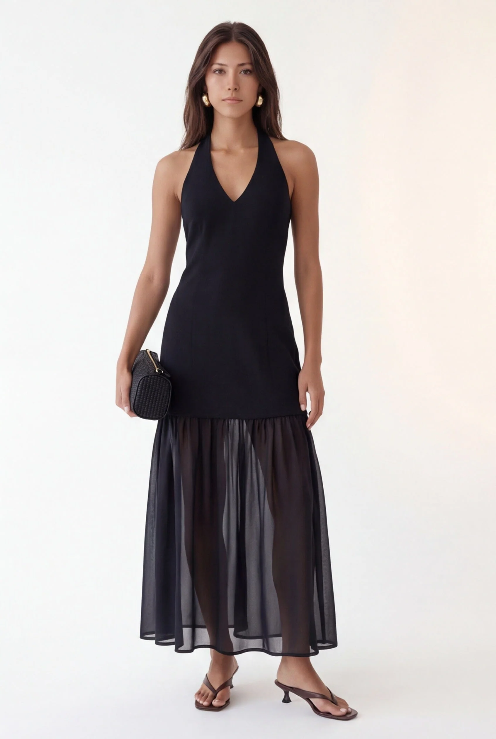 ROBE BI-MATIERE DOS NU - CASSANDRA - NOIR - Image 2