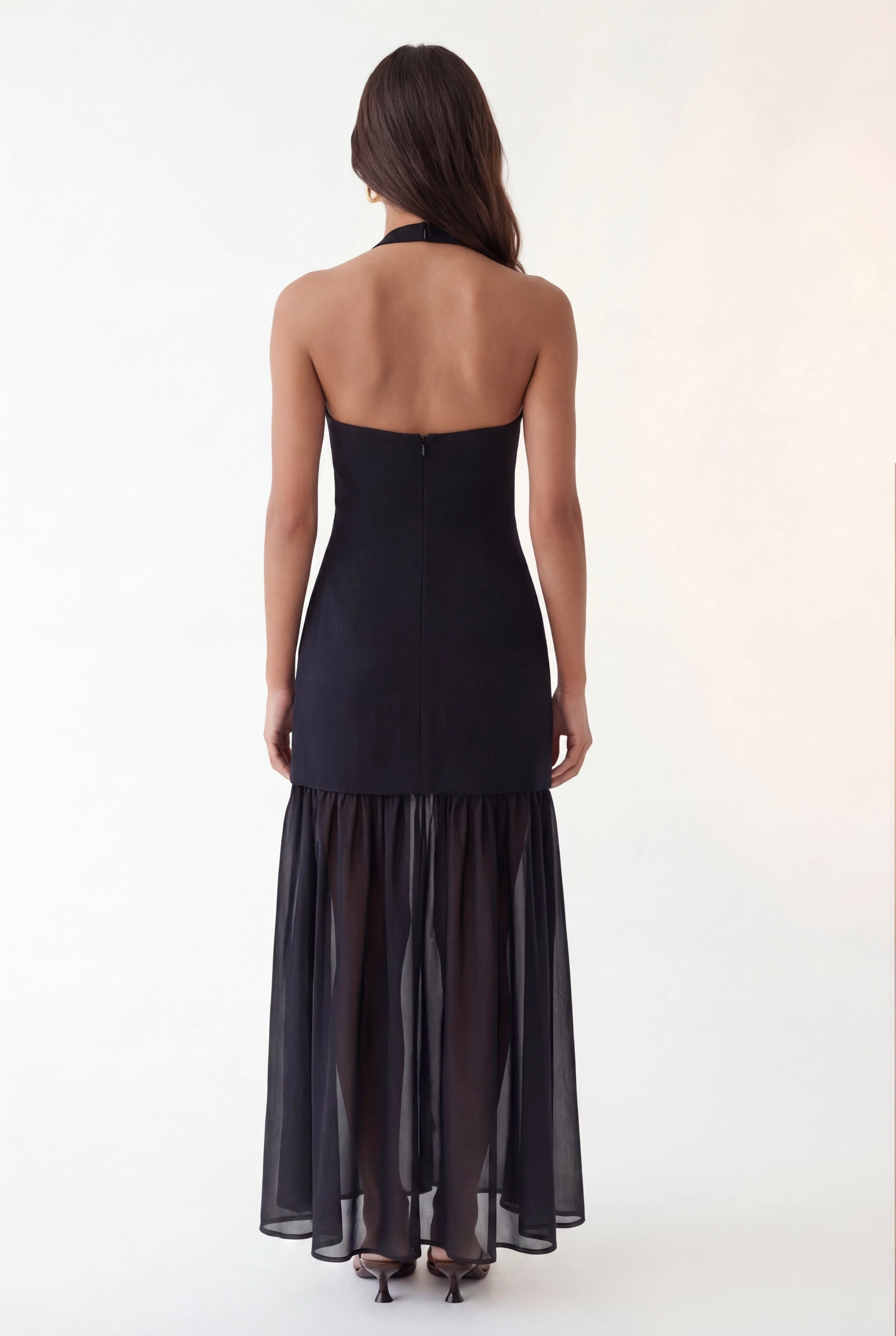 ROBE BI-MATIERE DOS NU - CASSANDRA - NOIR - Image 3