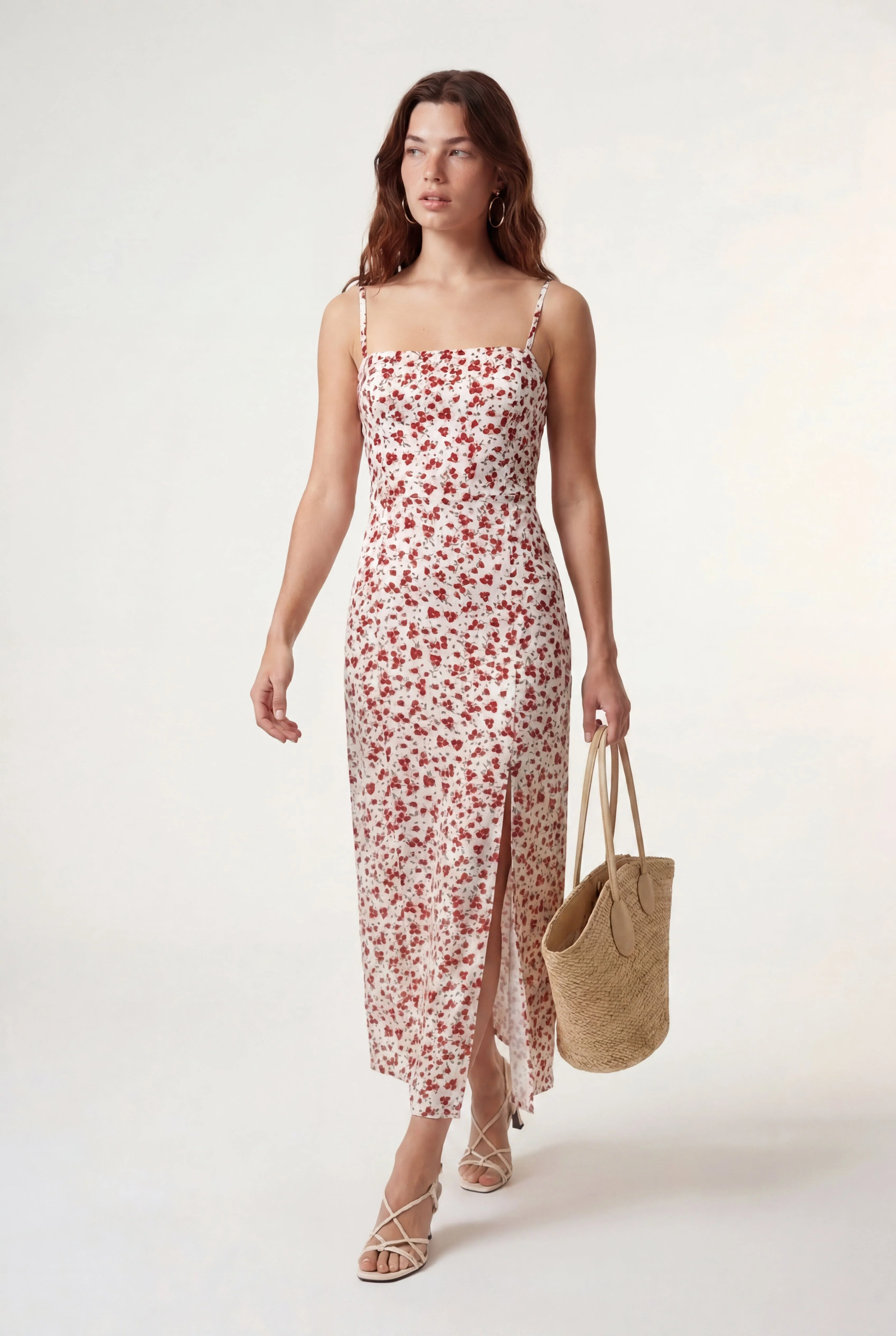 ROBE MIDI - CERISE - ROUGE