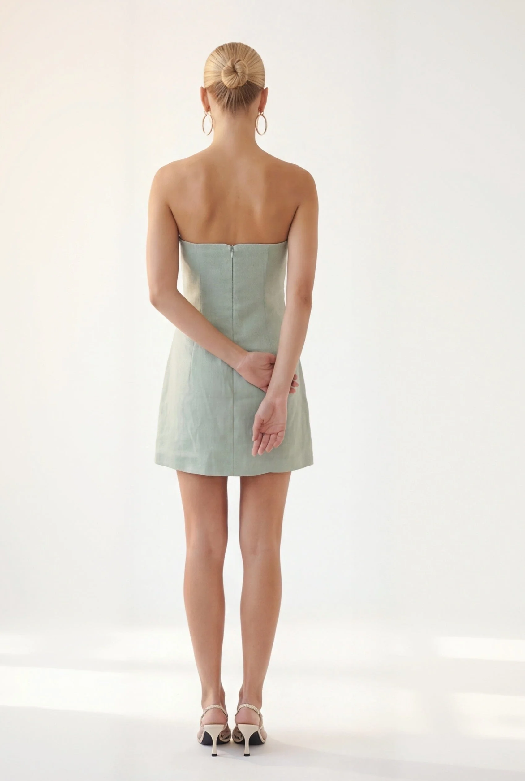 ROBE LIN BUSTIER - CHELSEA - CELADON - Image 4