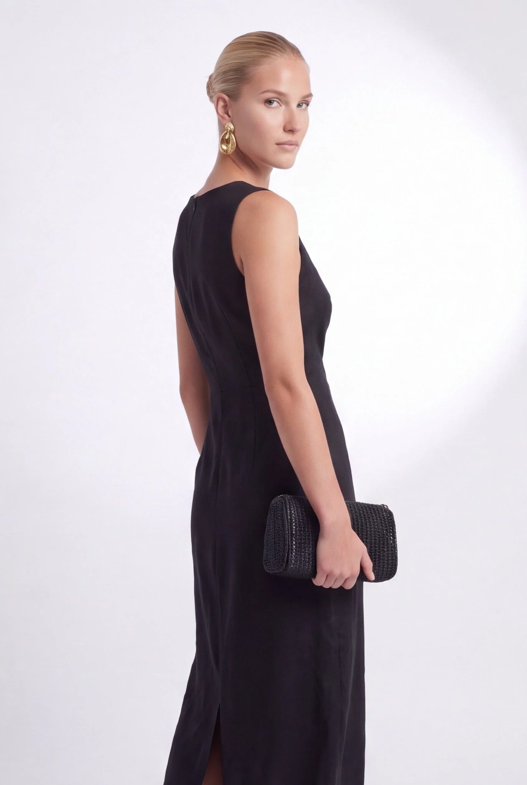 ROBE MIDI 100% LIN - CHELSEA - NOIR - Image 3