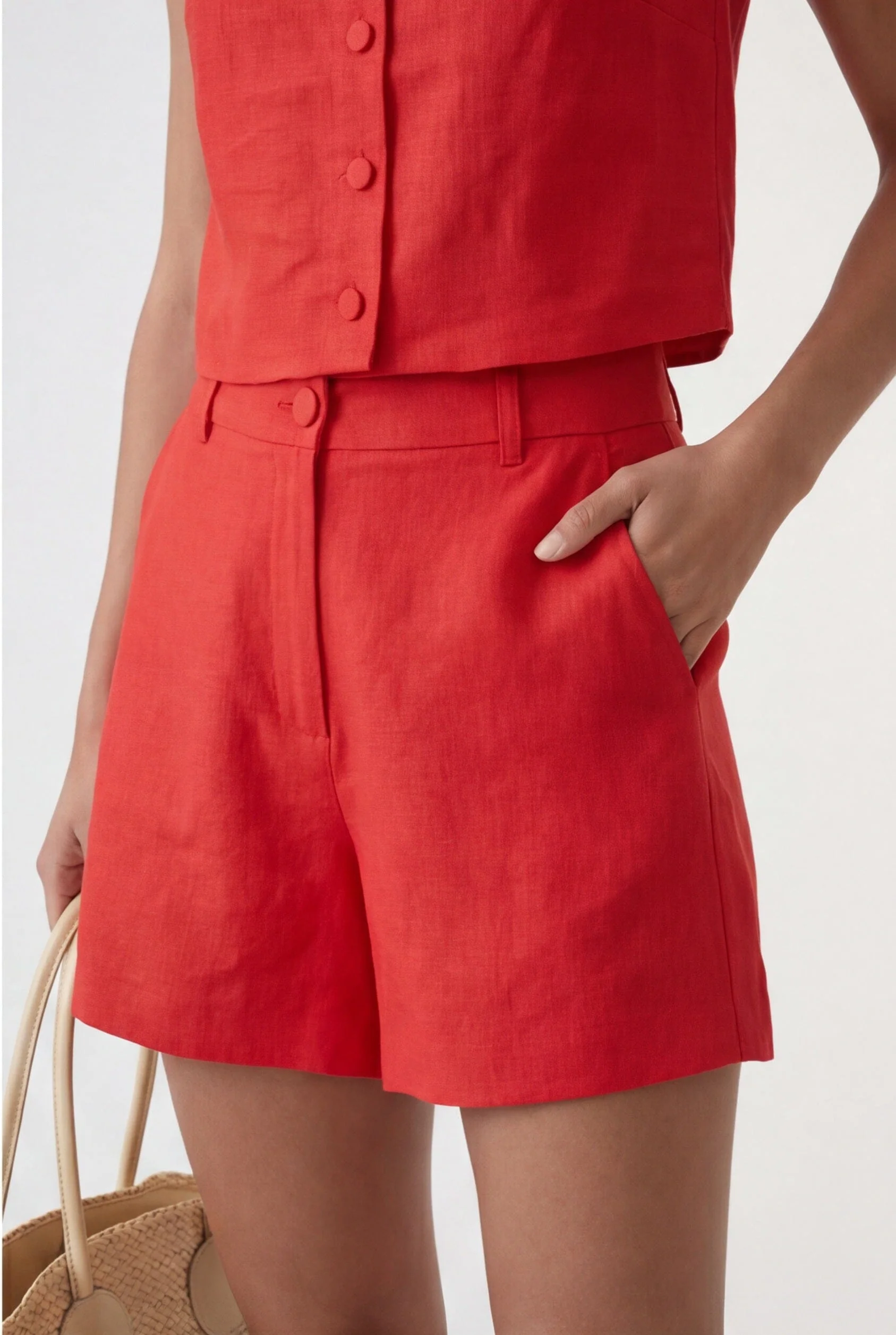 SHORT 100% LIN - CHELSEA - GRENAT - Image 2
